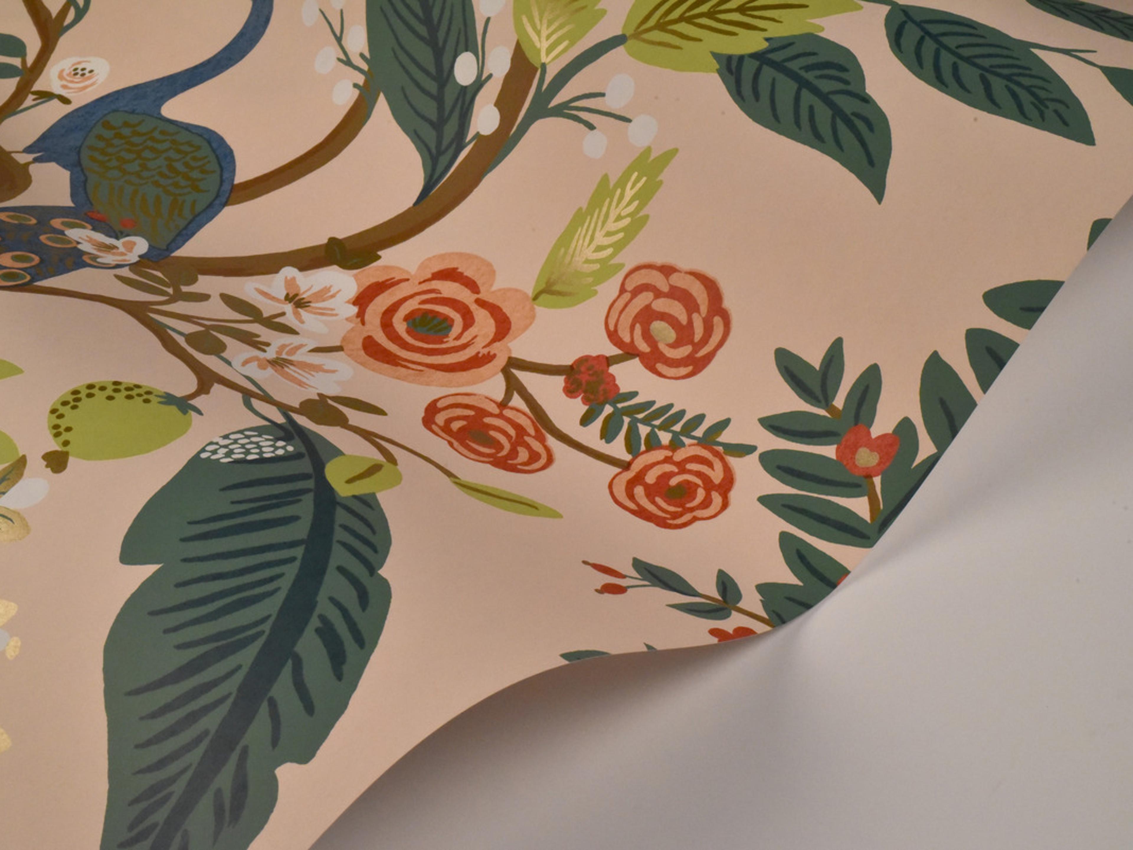 York Wallcoverings Light Pink Peacock Wallpaper