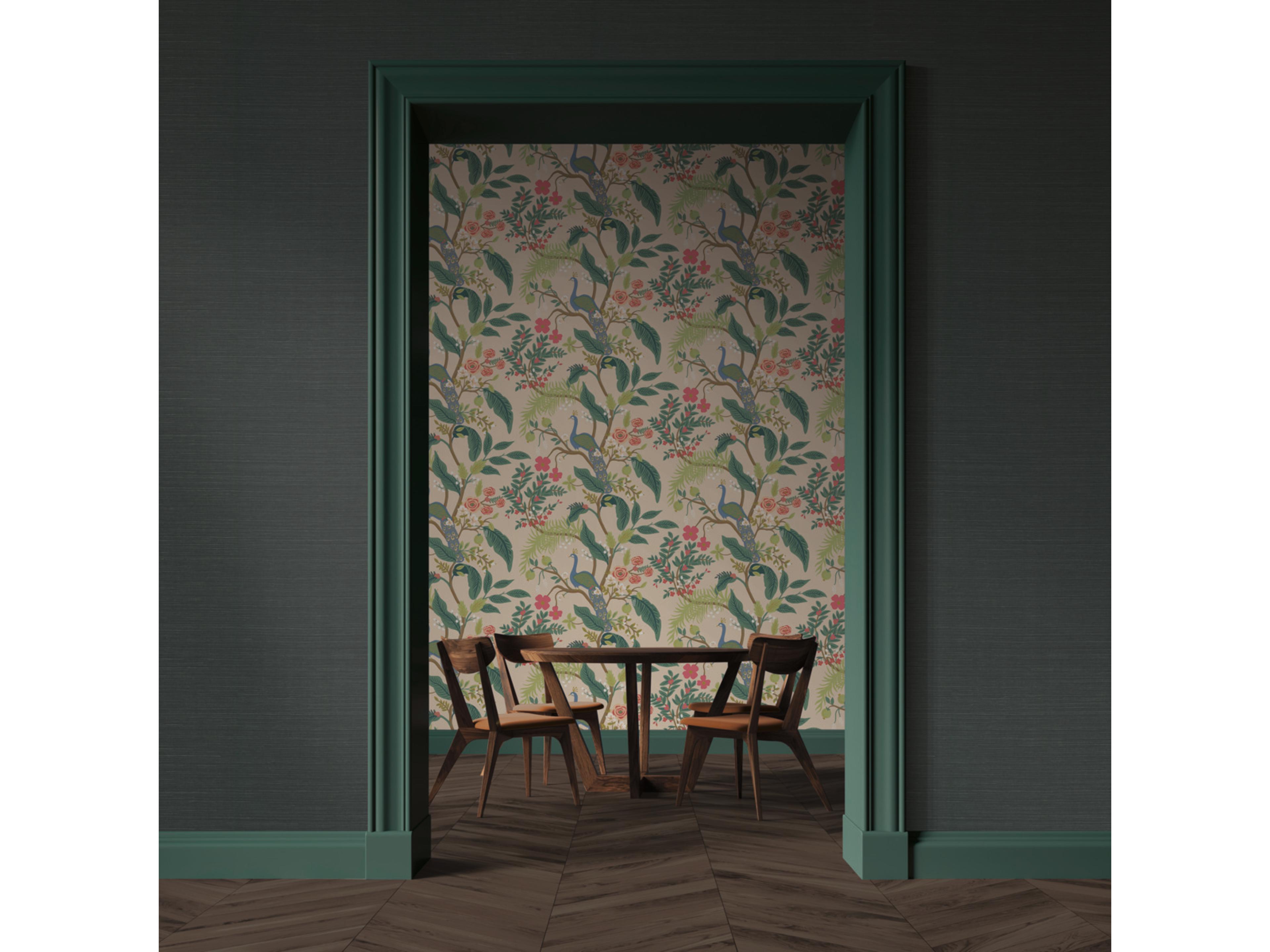 York Wallcoverings Light Pink Peacock Wallpaper
