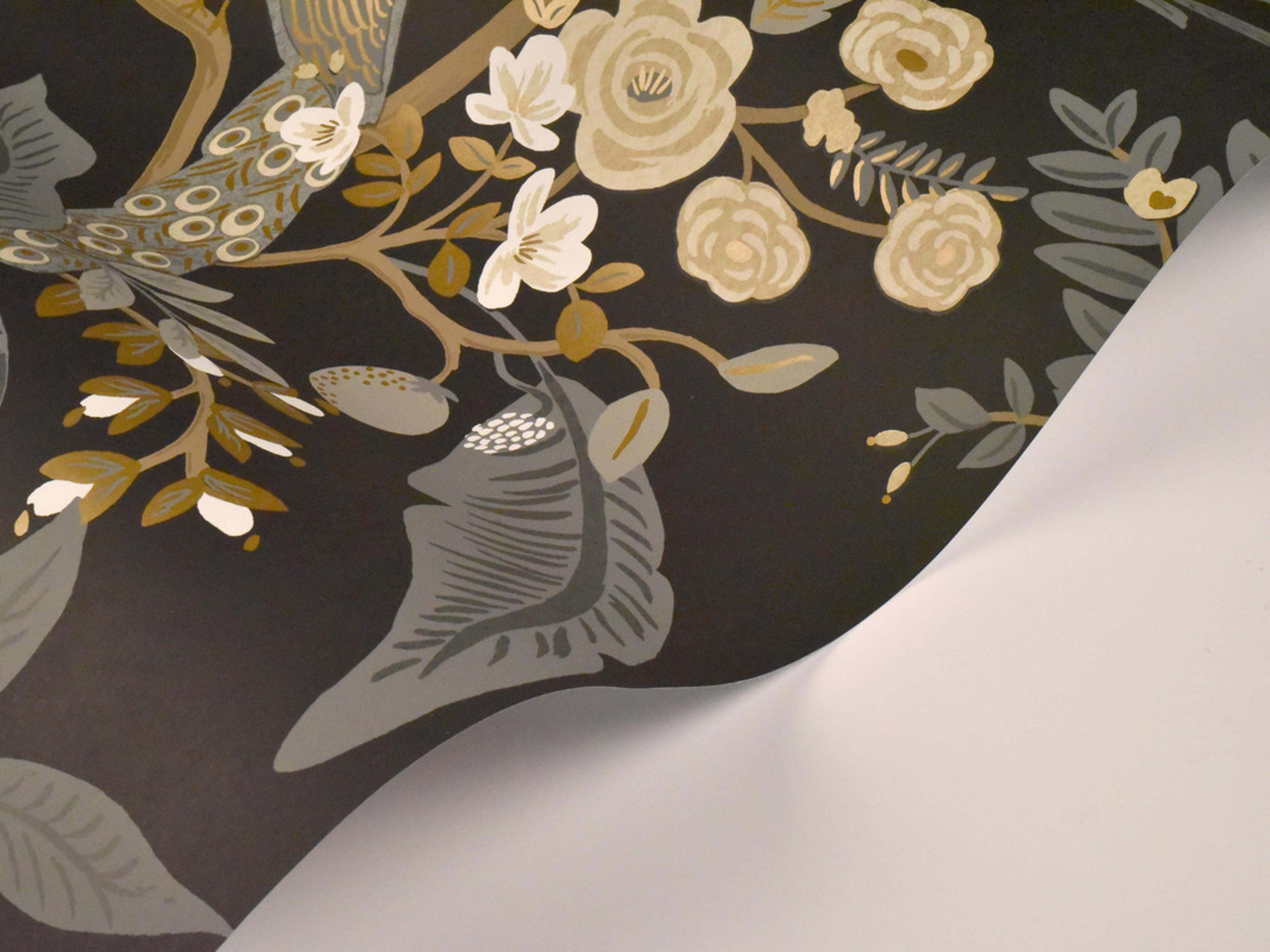 York Wallcoverings Black Peacock Wallpaper