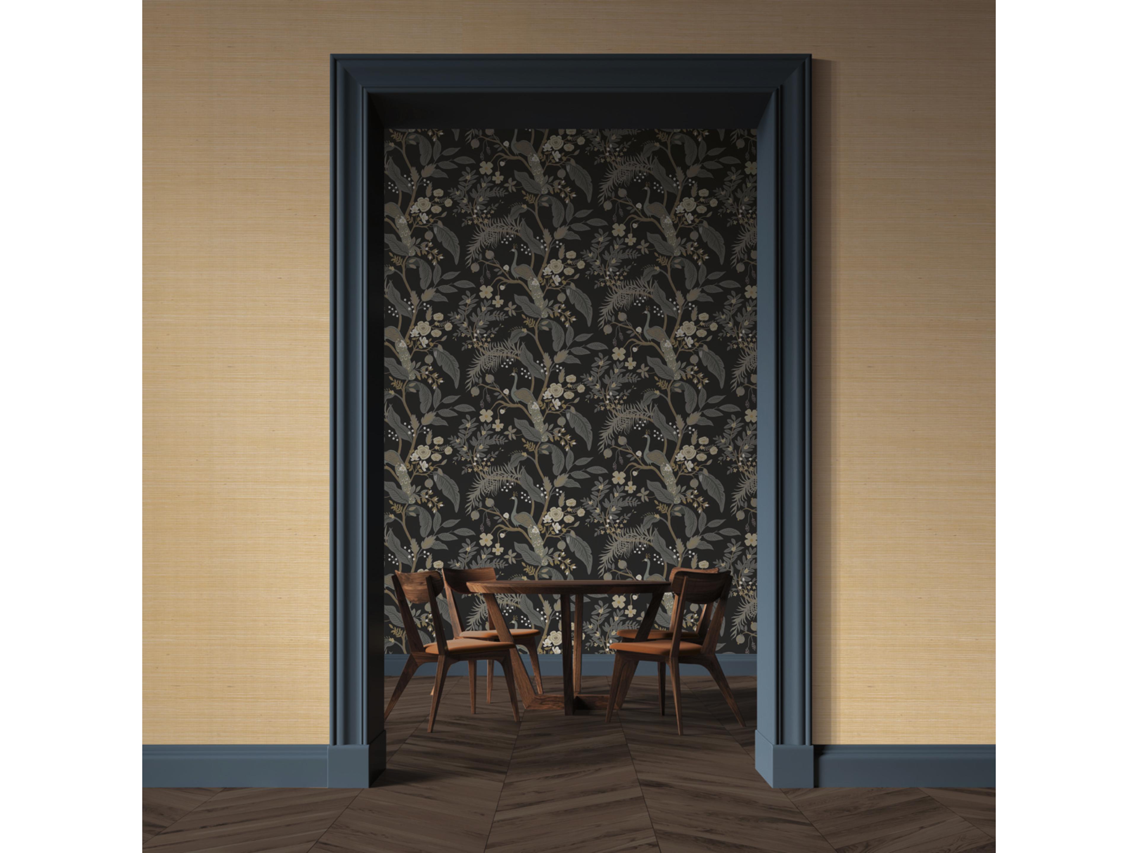 York Wallcoverings Black Peacock Wallpaper