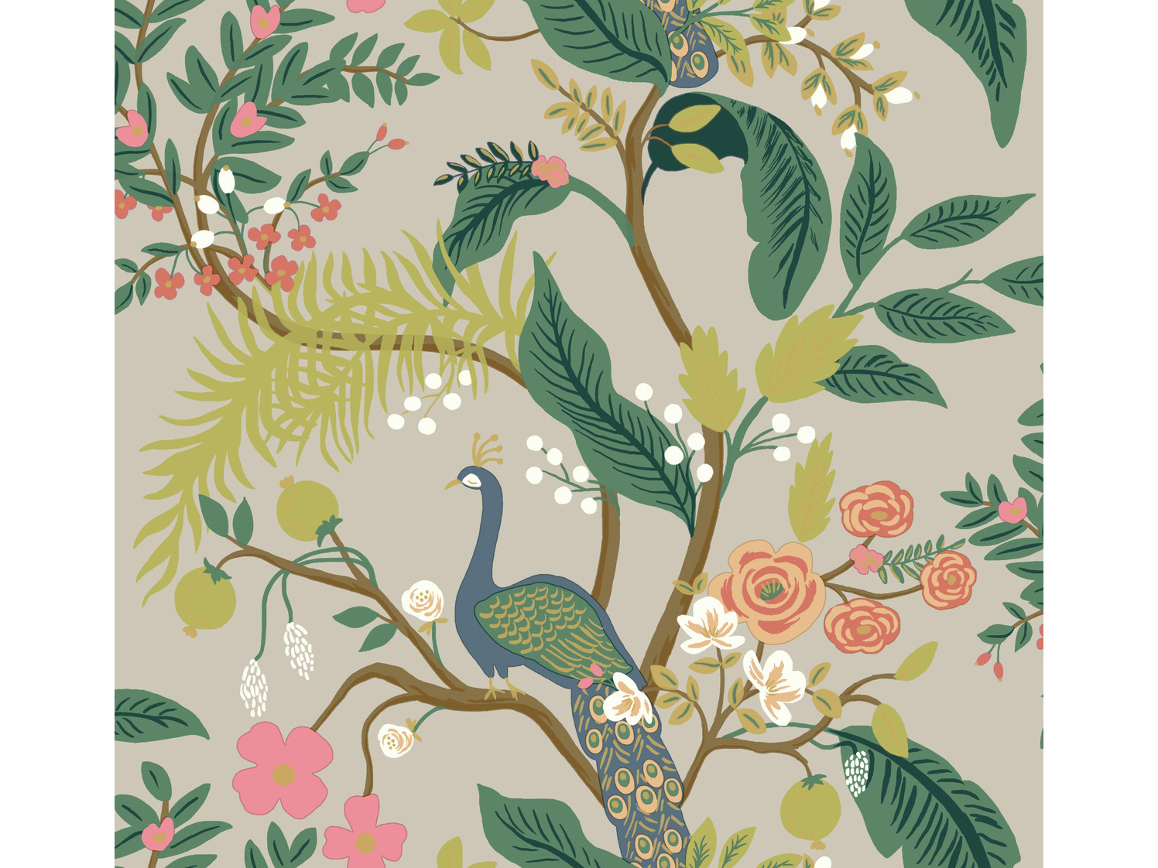 York Wallcoverings Linen Peacock Wallpaper