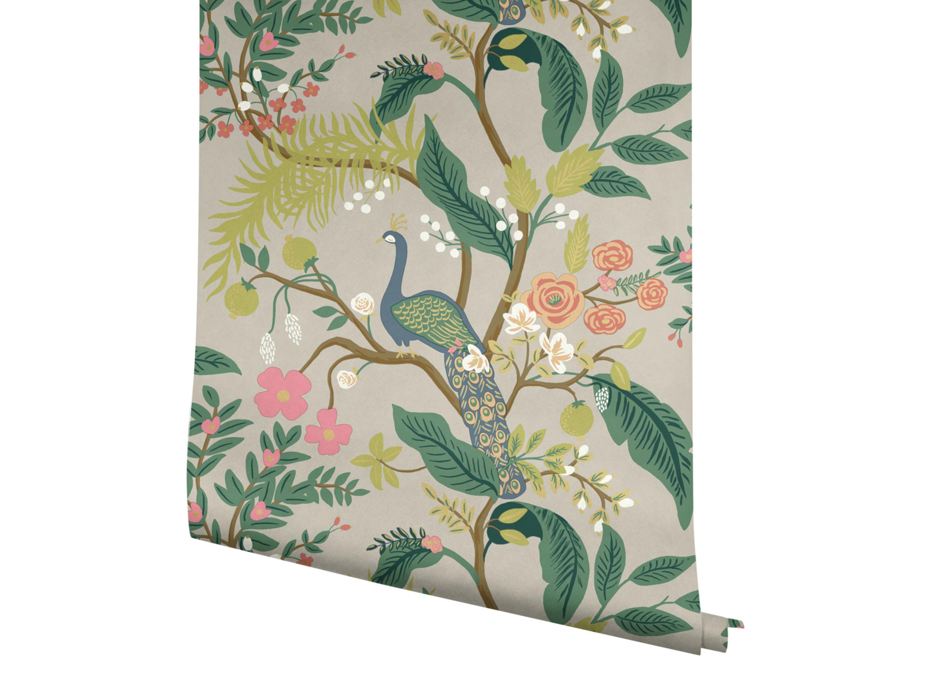 York Wallcoverings Linen Peacock Wallpaper