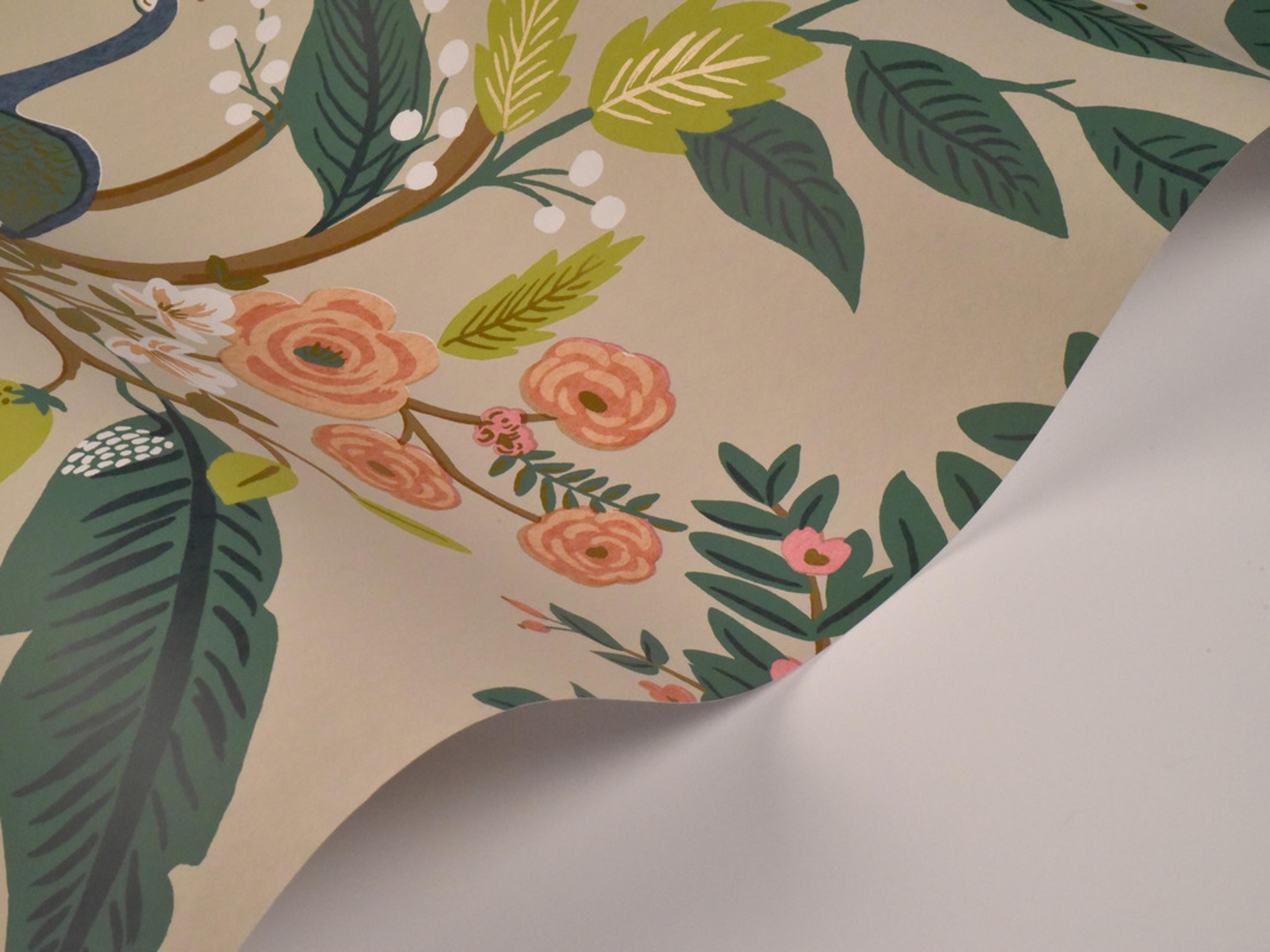 York Wallcoverings Linen Peacock Wallpaper