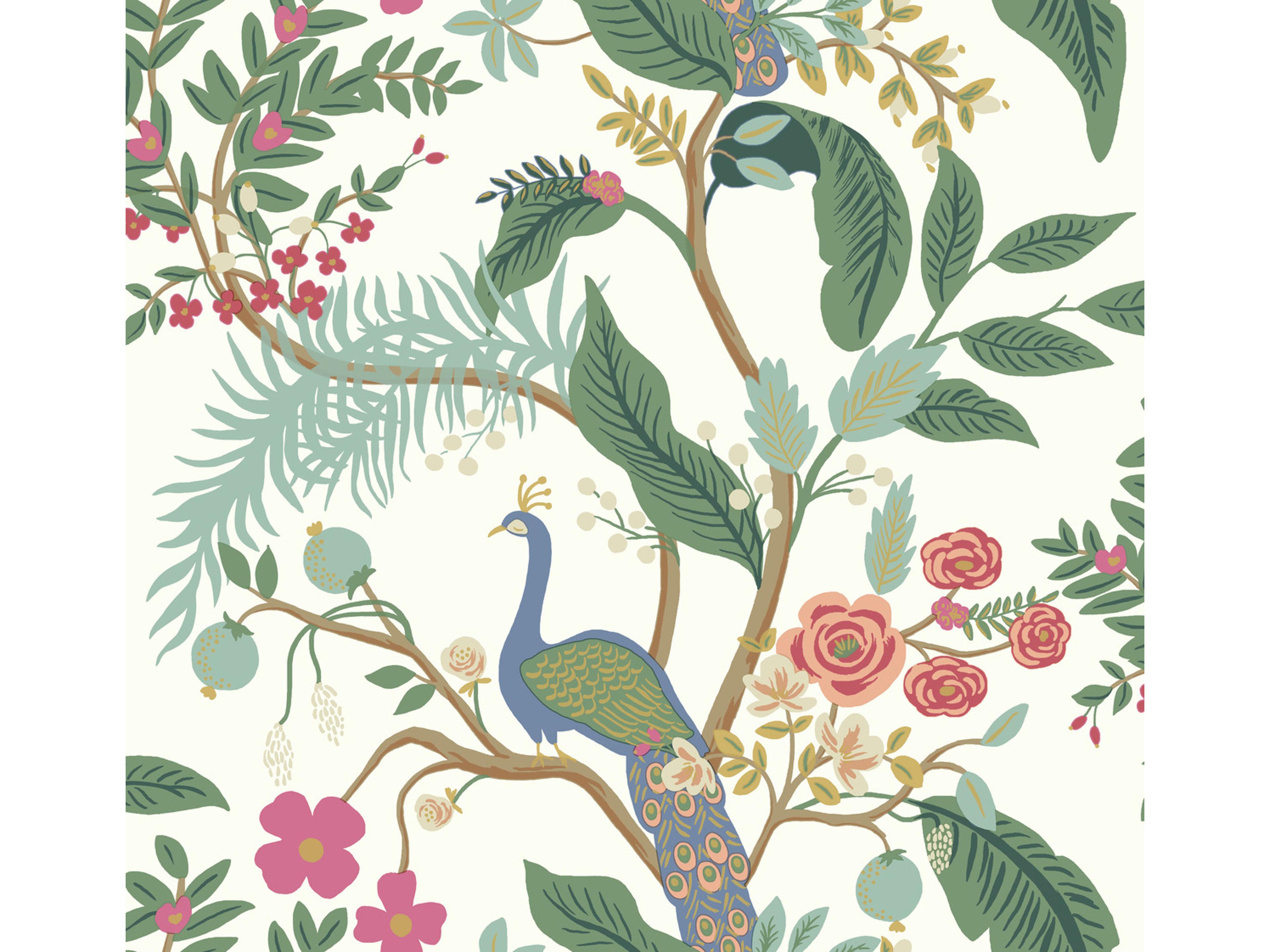York Wallcoverings Periwinkle Peacock Wallpaper