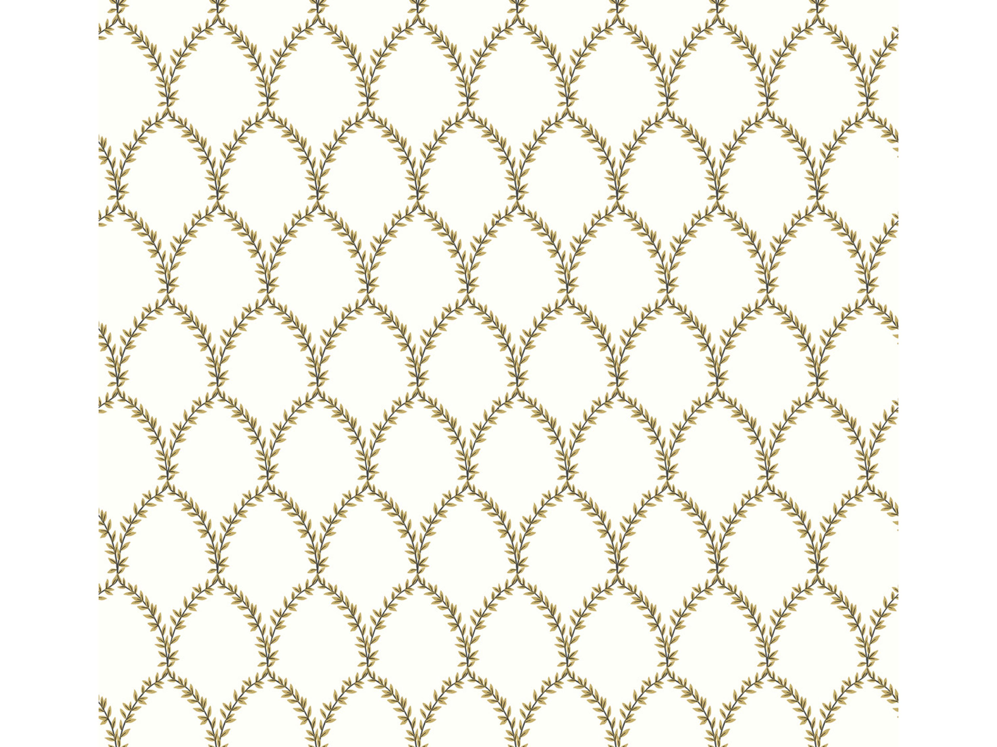 York Wallcoverings Gold / White Laurel Wallpaper