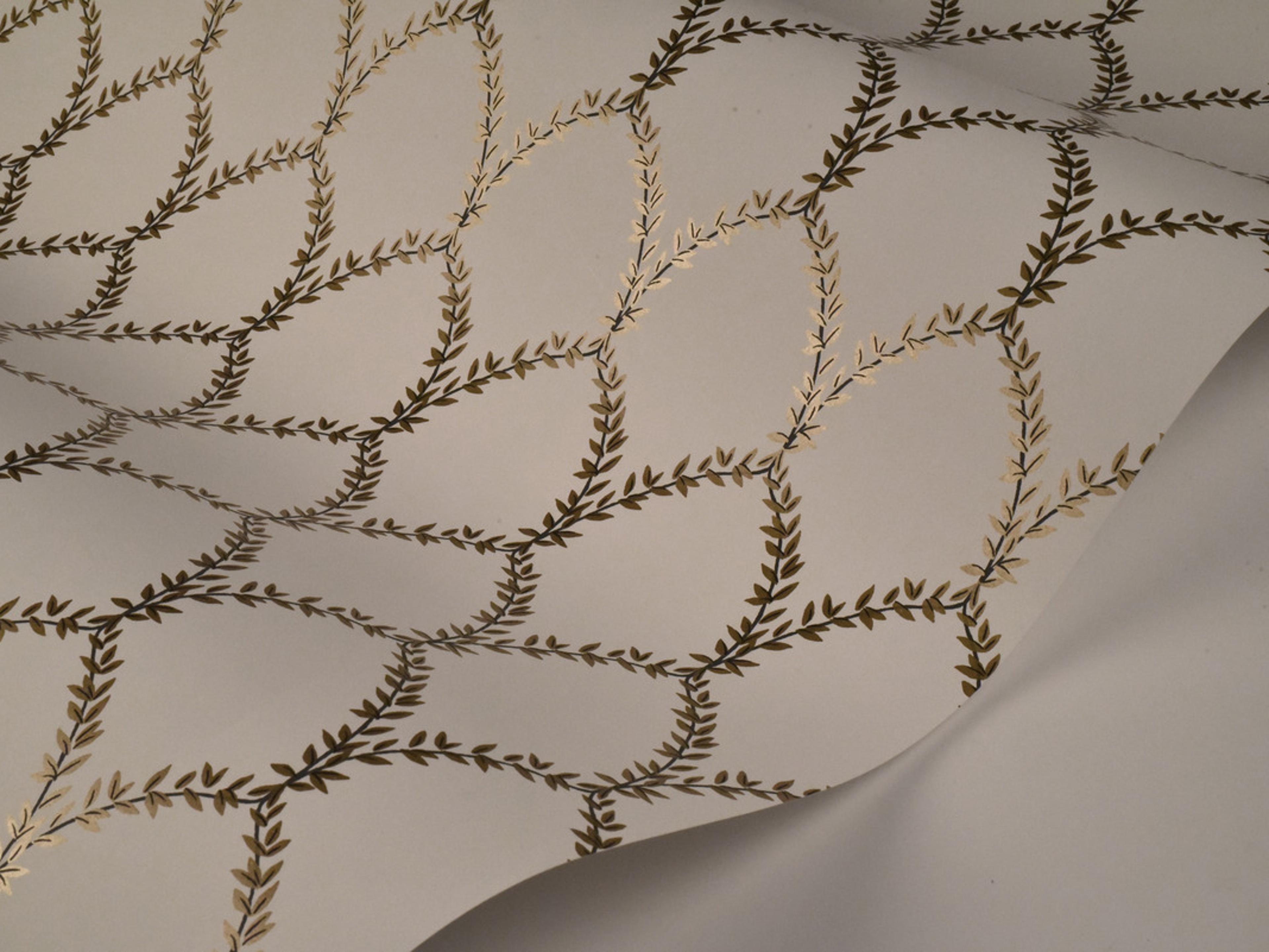 York Wallcoverings Gold / White Laurel Wallpaper