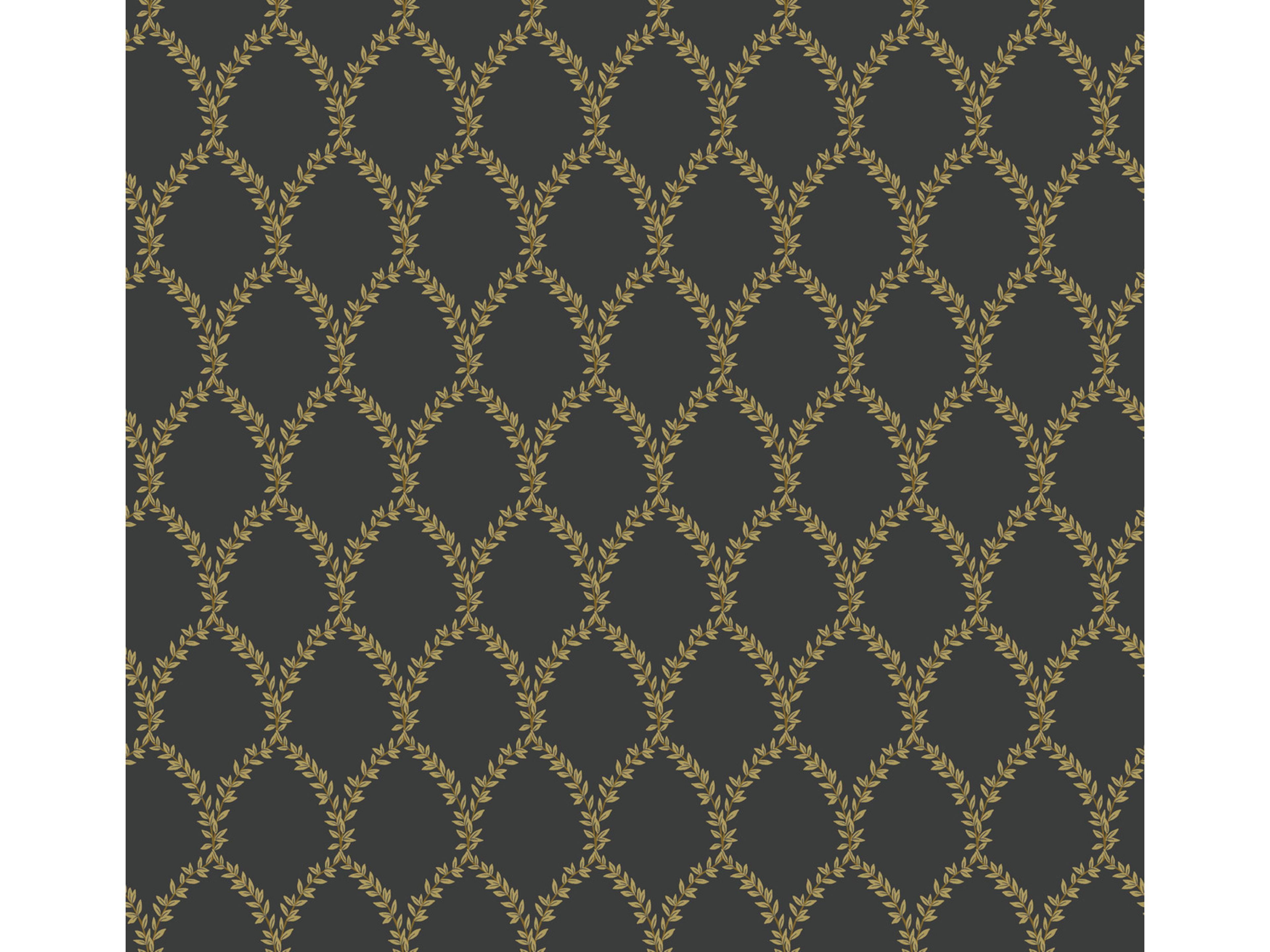 York Wallcoverings Gold / Black Laurel Wallpaper