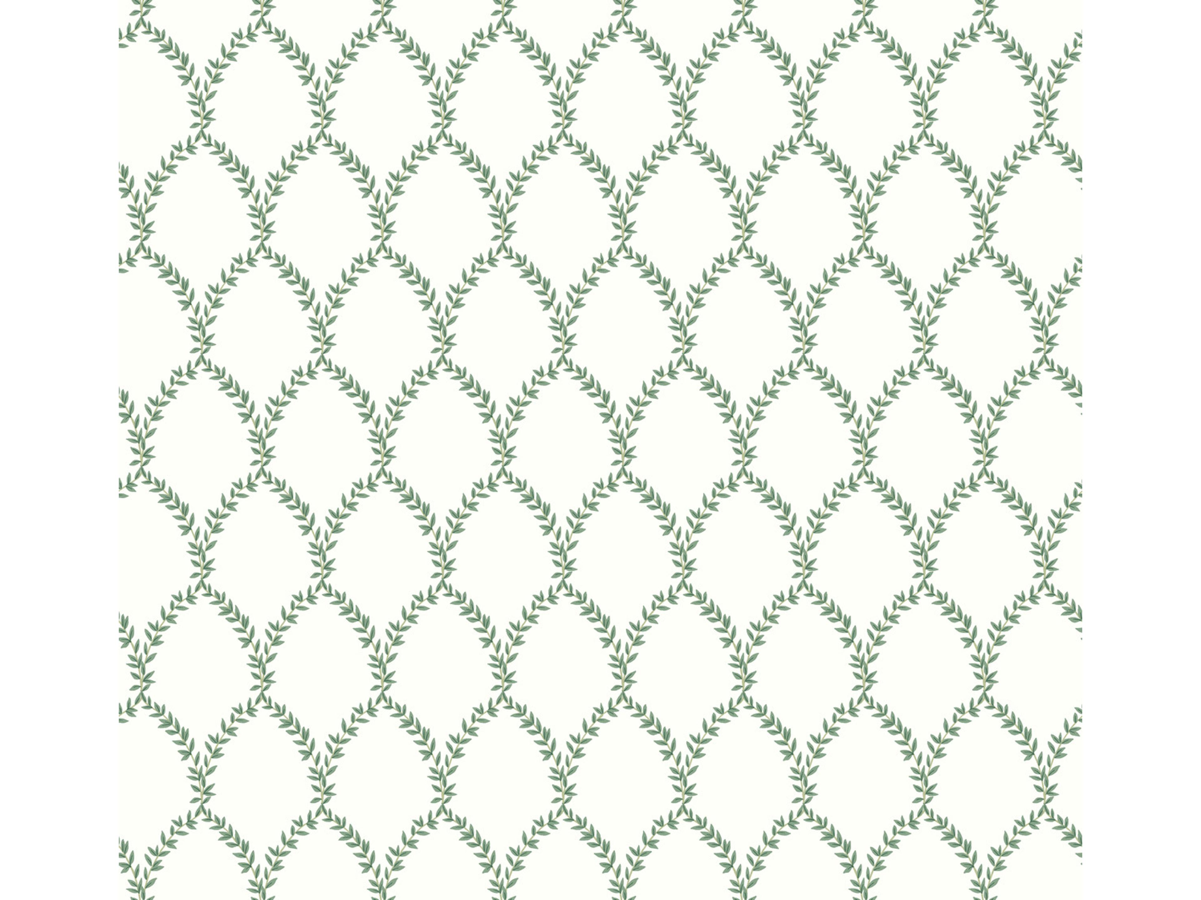 York Wallcoverings Green / White Laurel Wallpaper