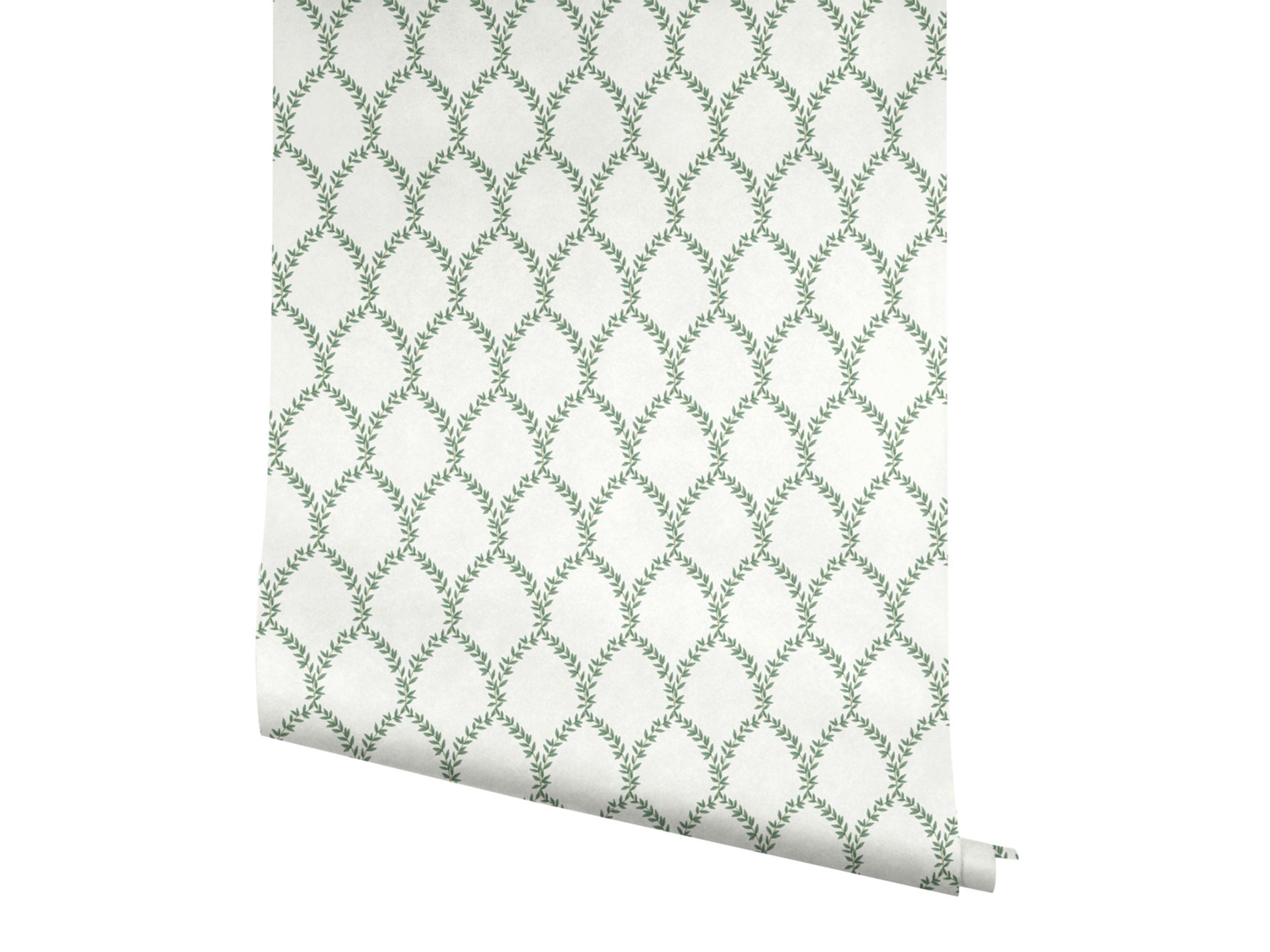 York Wallcoverings Green / White Laurel Wallpaper