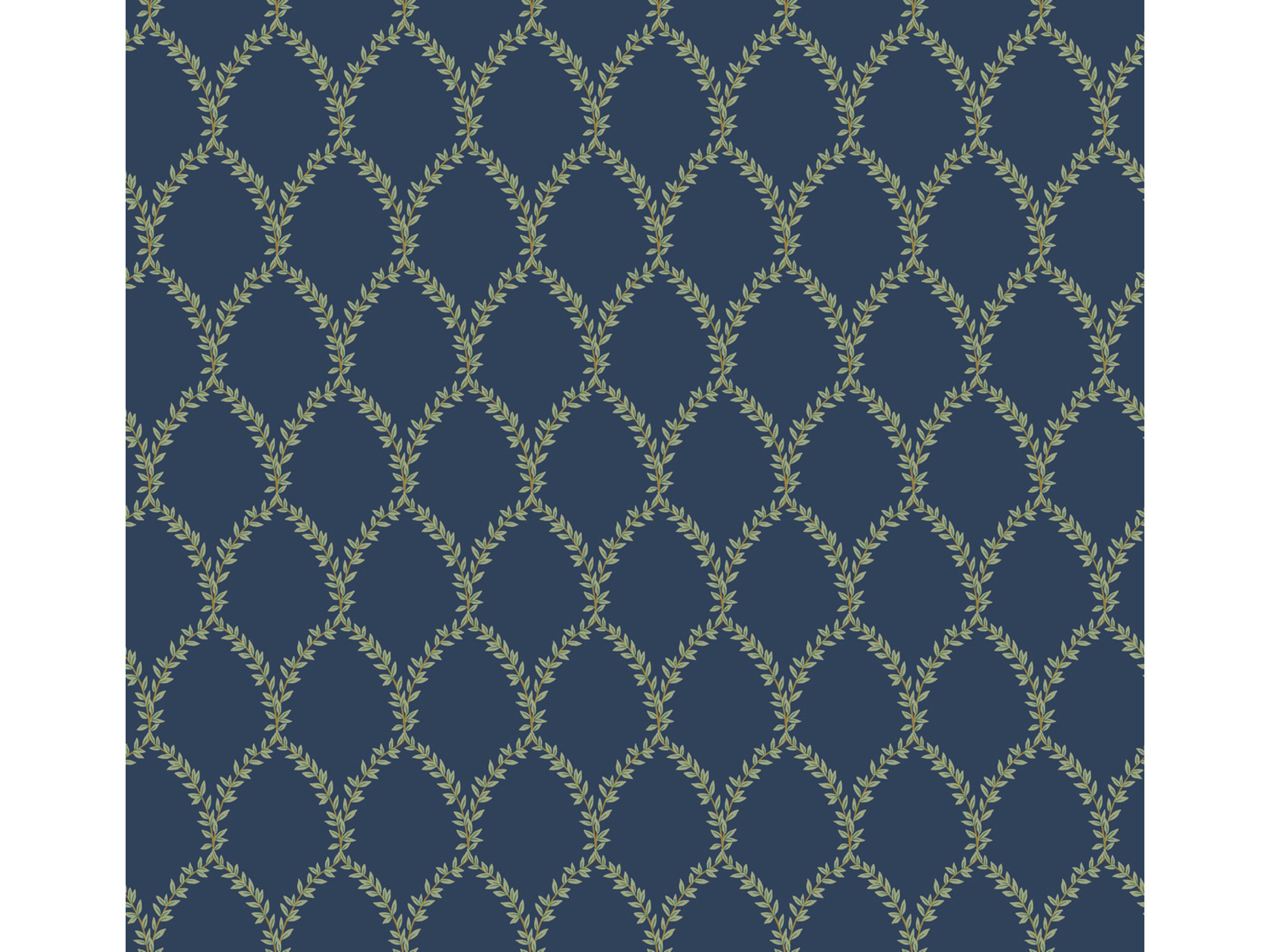 York Wallcoverings Navy Laurel Wallpaper