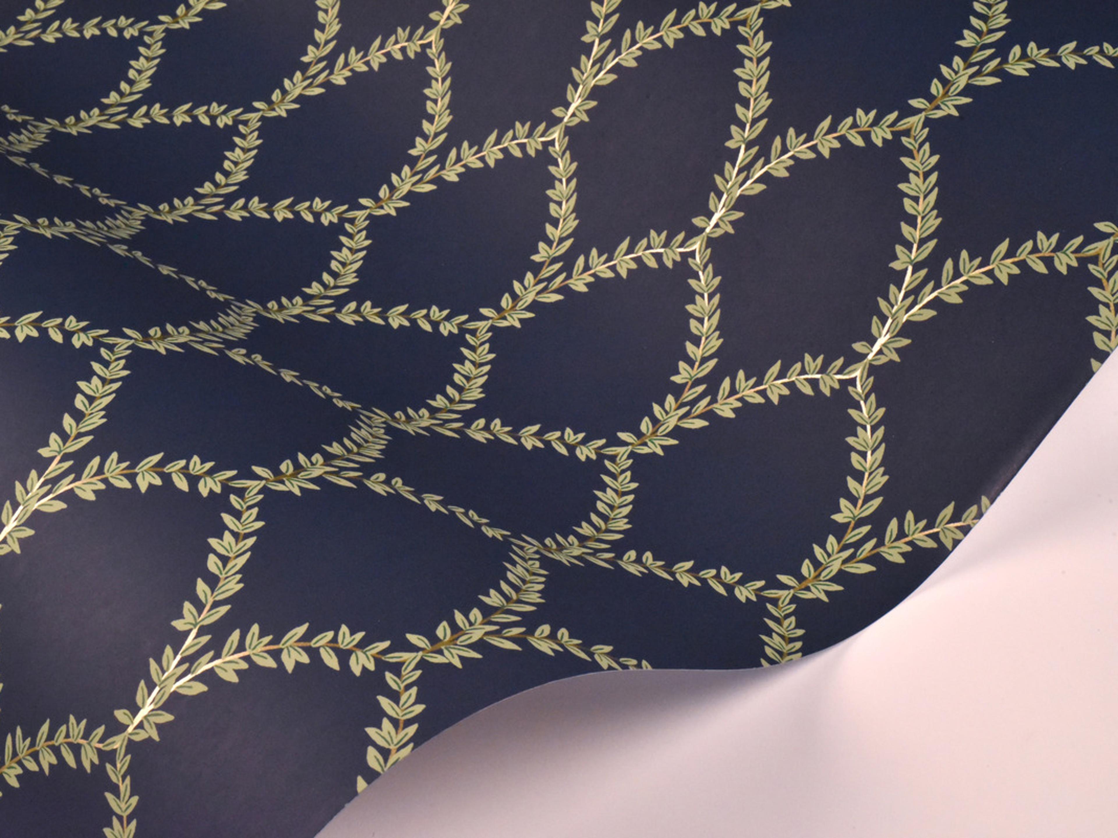 York Wallcoverings Navy Laurel Wallpaper