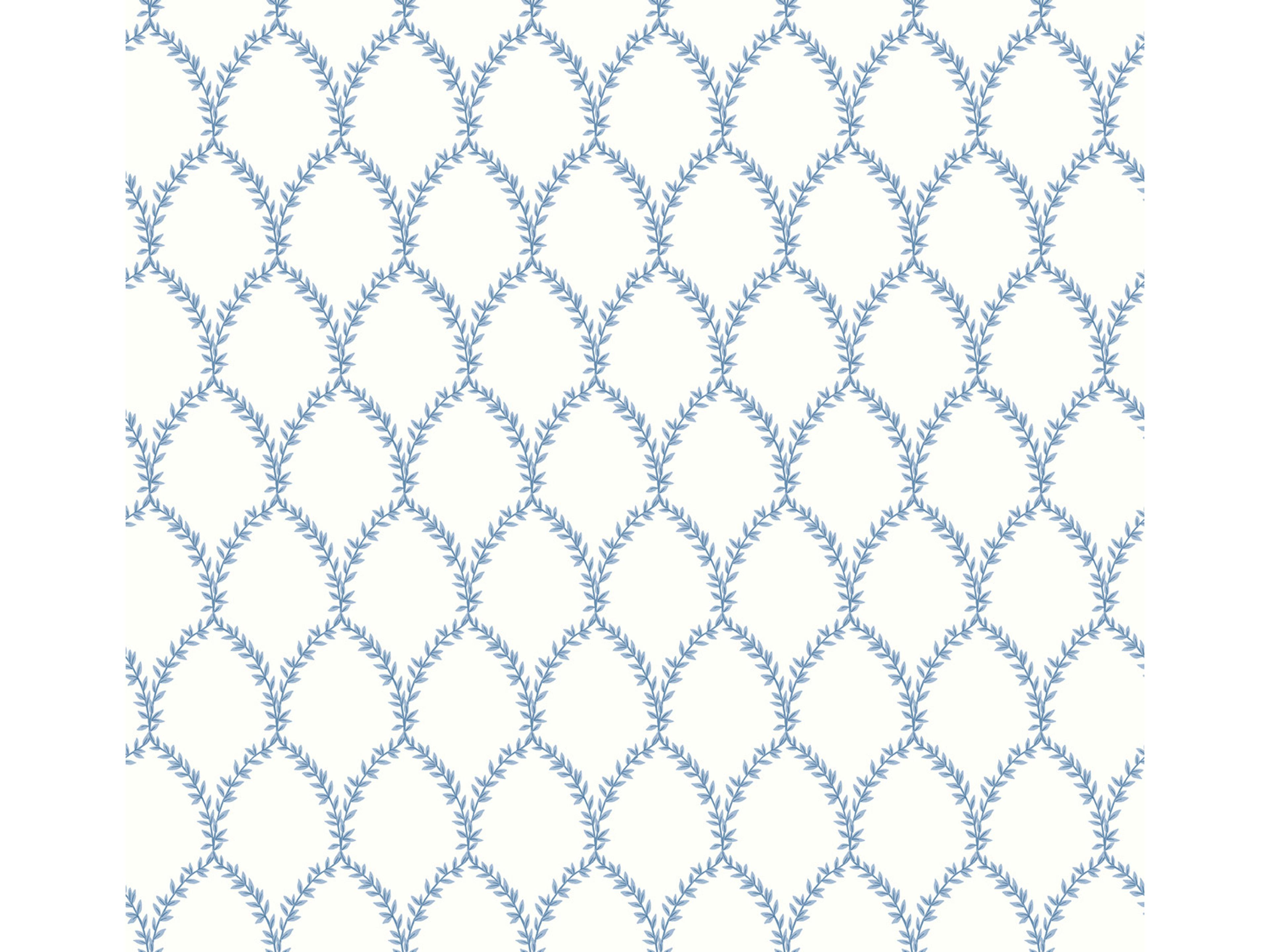 York Wallcoverings Blue / White Laurel Wallpaper