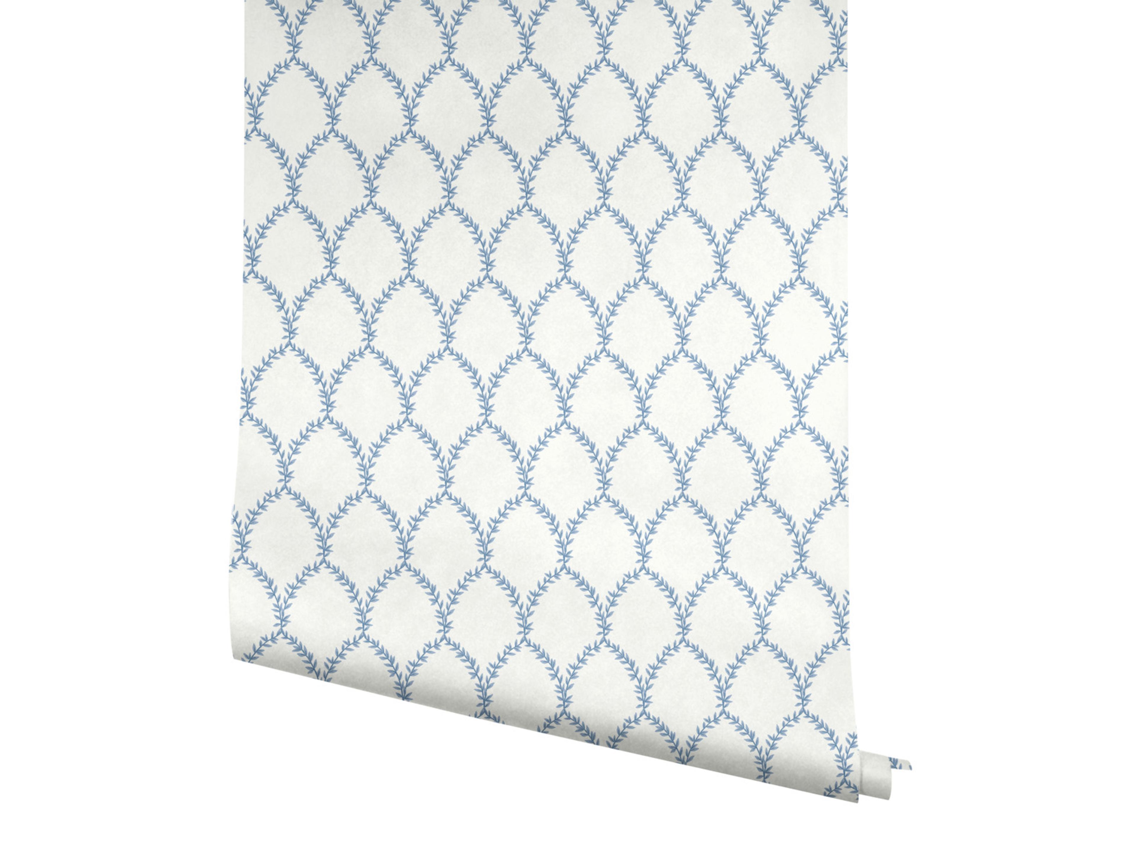York Wallcoverings Blue / White Laurel Wallpaper