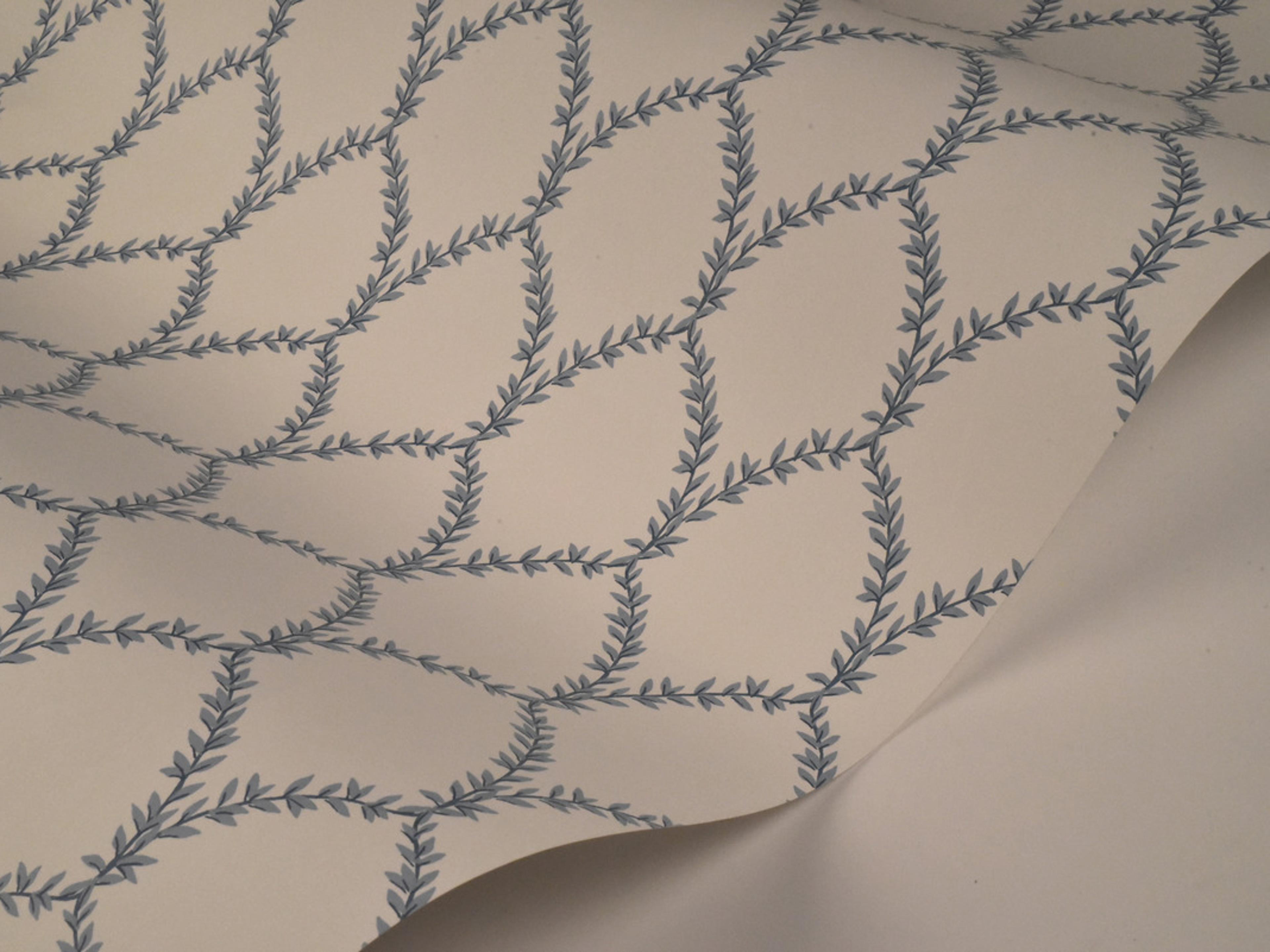 York Wallcoverings Blue / White Laurel Wallpaper