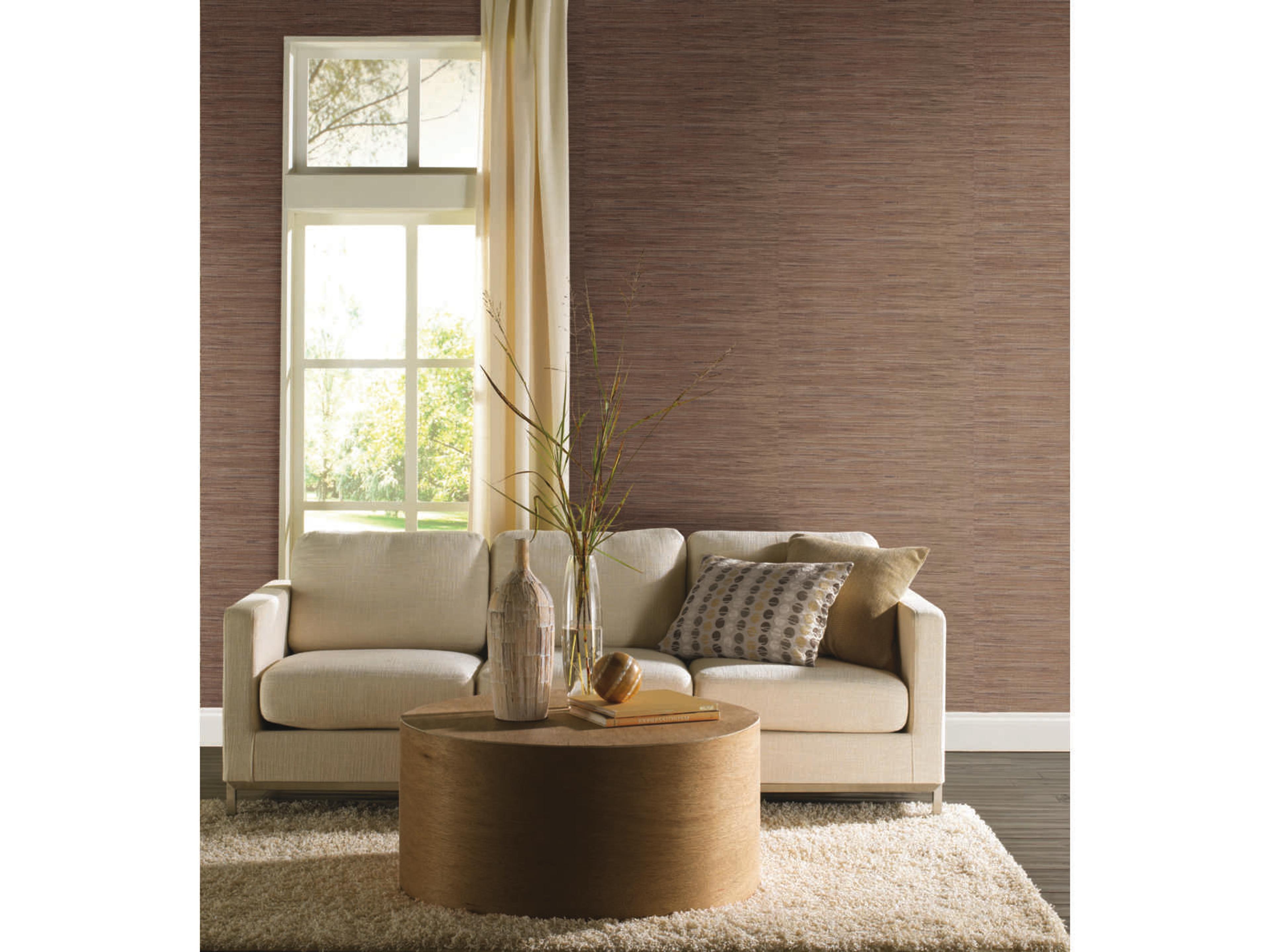 York Wallcoverings Grasscloth Resource Library Brown Lustrous Grasscloth Wallpaper