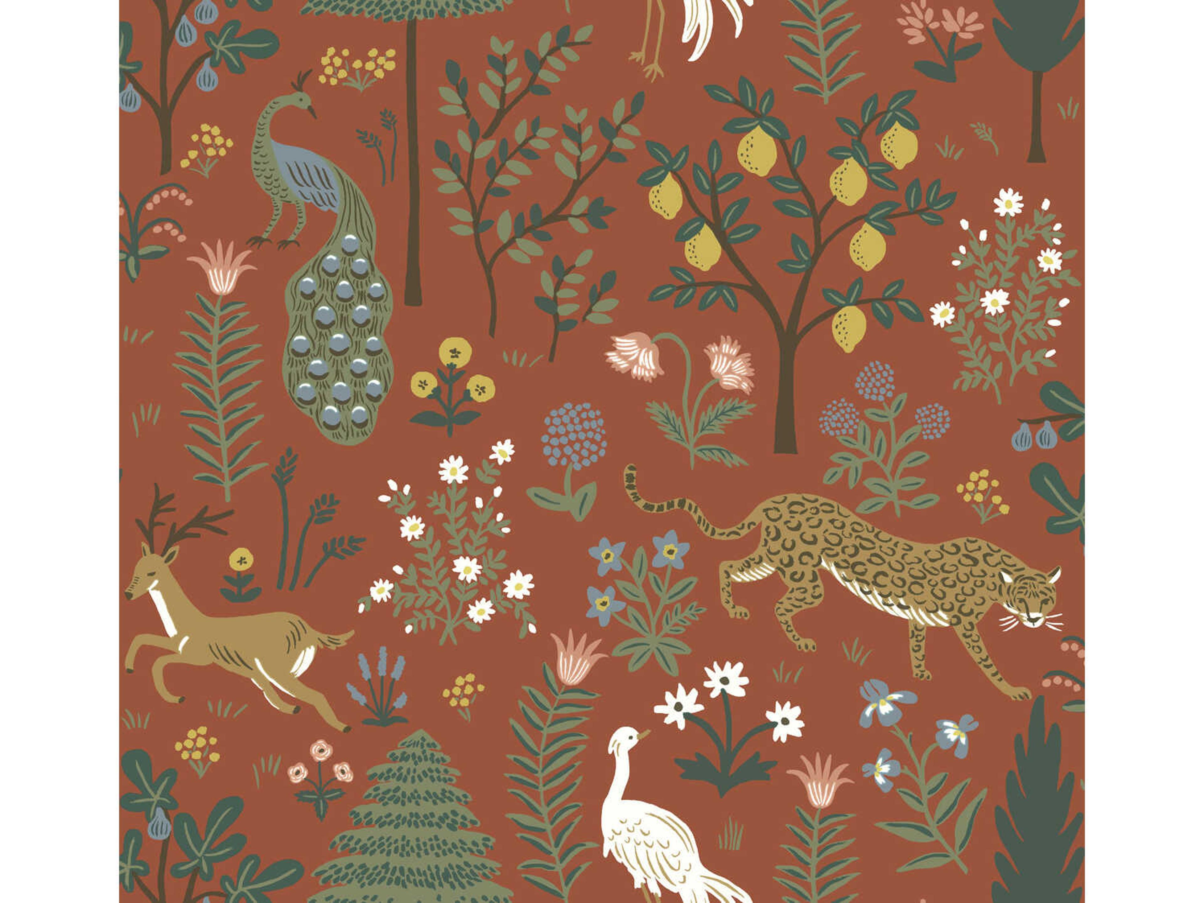 York Wallcoverings Rifle Paper Co. Second Edition Brown Menagerie Wallpaper