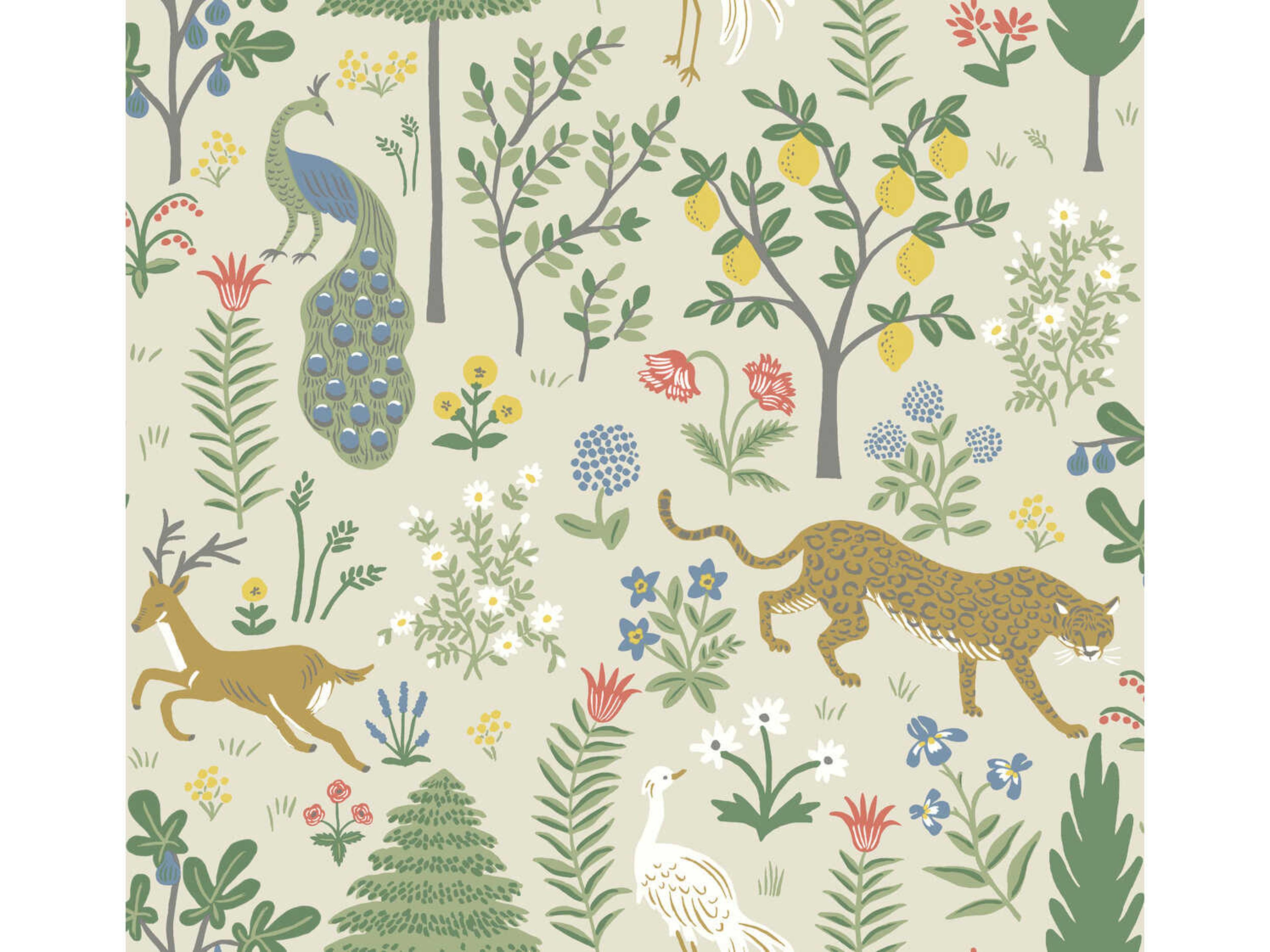 York Wallcoverings Rifle Paper Co. Second Edition Beige Menagerie Wallpaper