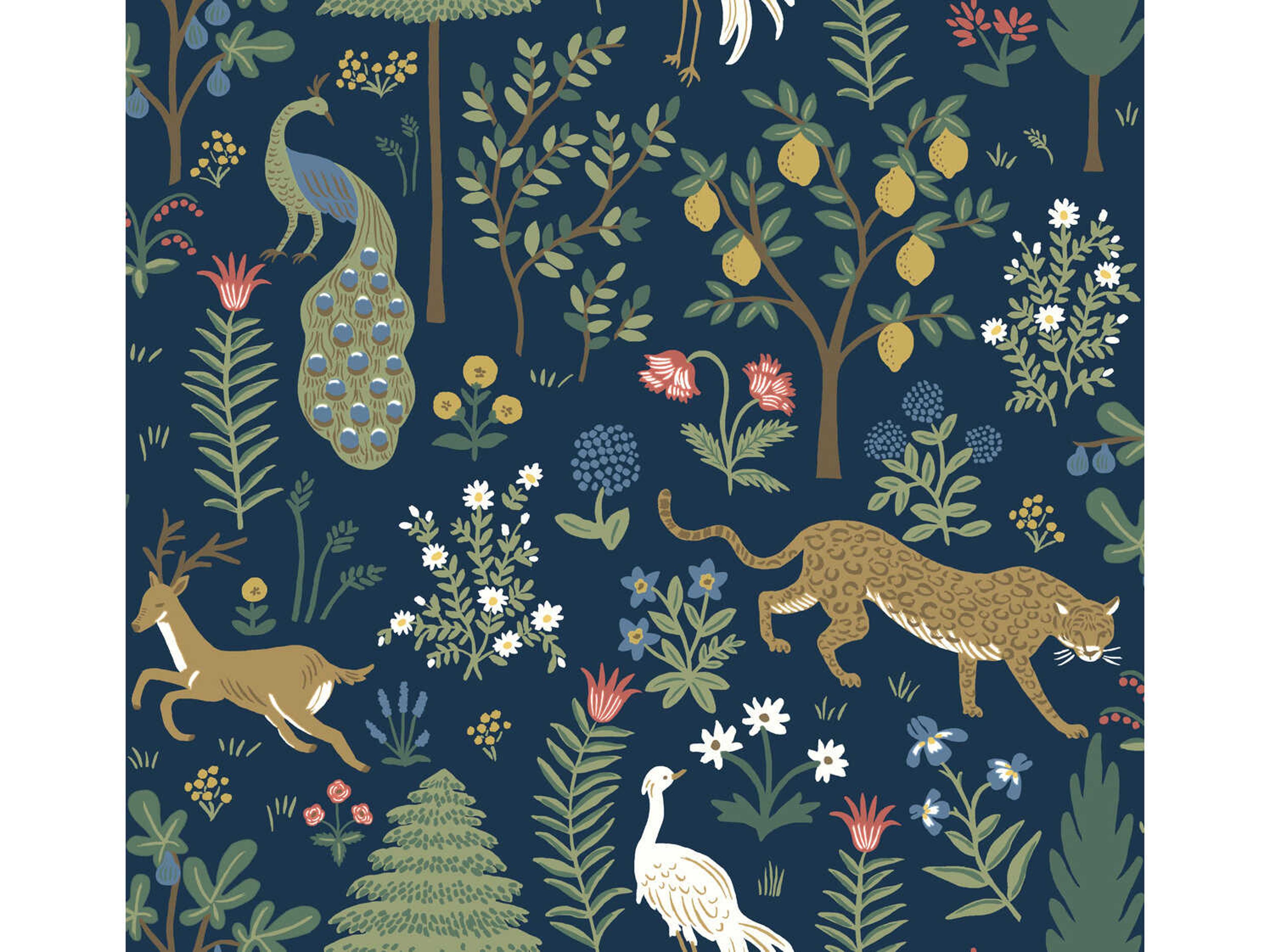 York Wallcoverings Rifle Paper Co. Second Edition Blue Brown Menagerie Wallpaper