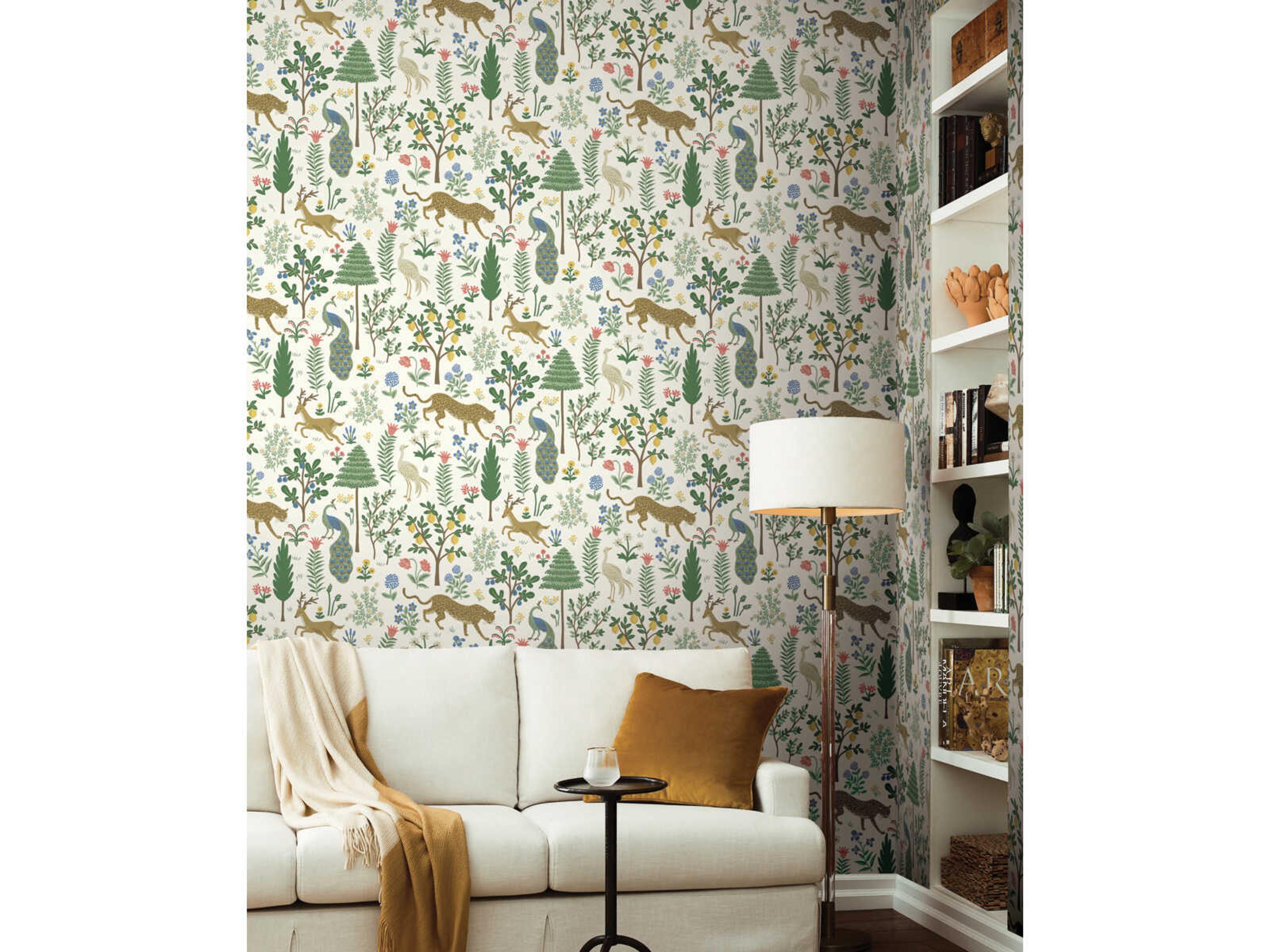 Rifle Paper Co. Second Edition White Brown Menagerie Wallpaper