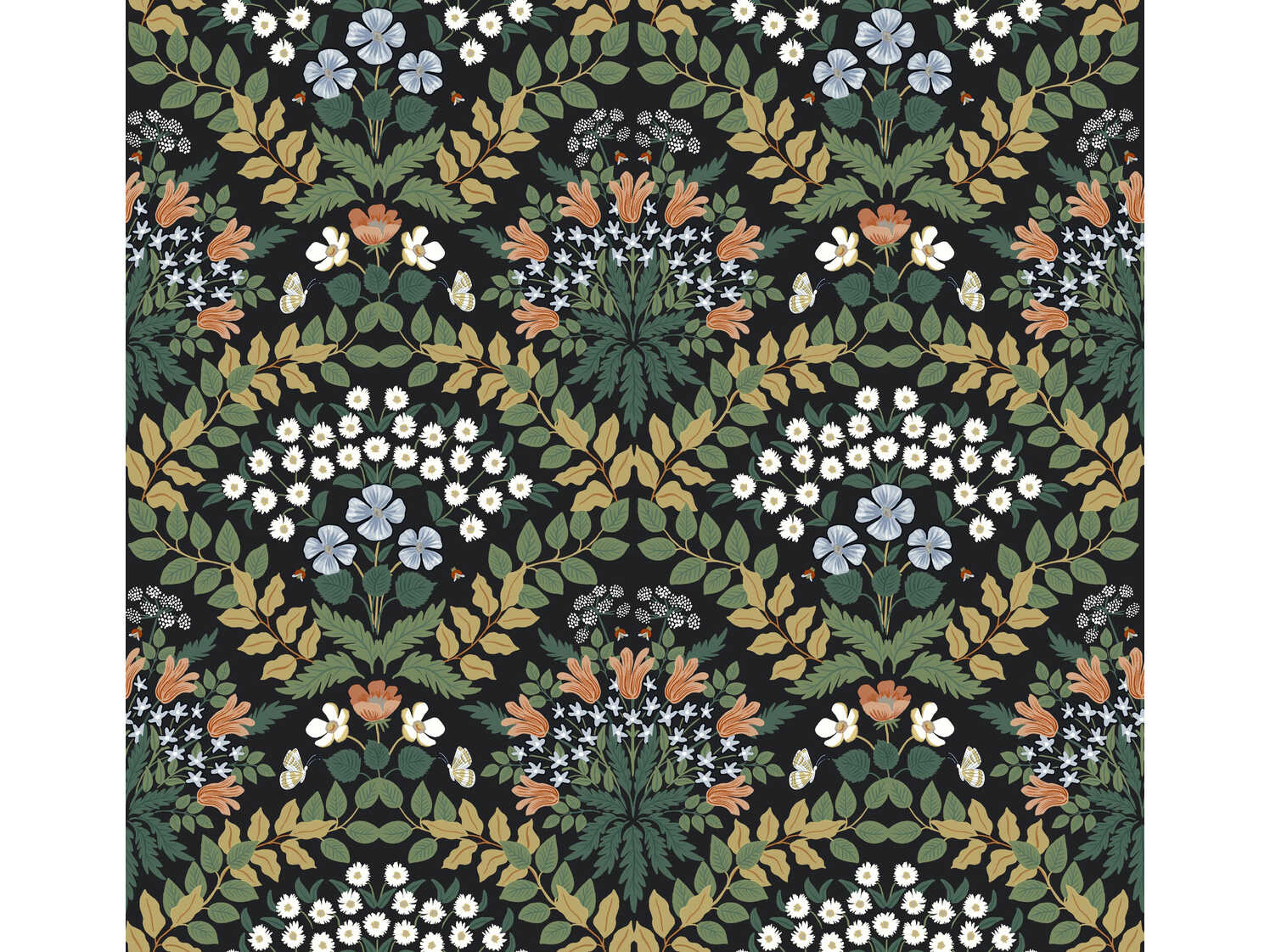 York Wallcoverings Rifle Paper Co. Second Edition Black Green Bramble Wallpaper