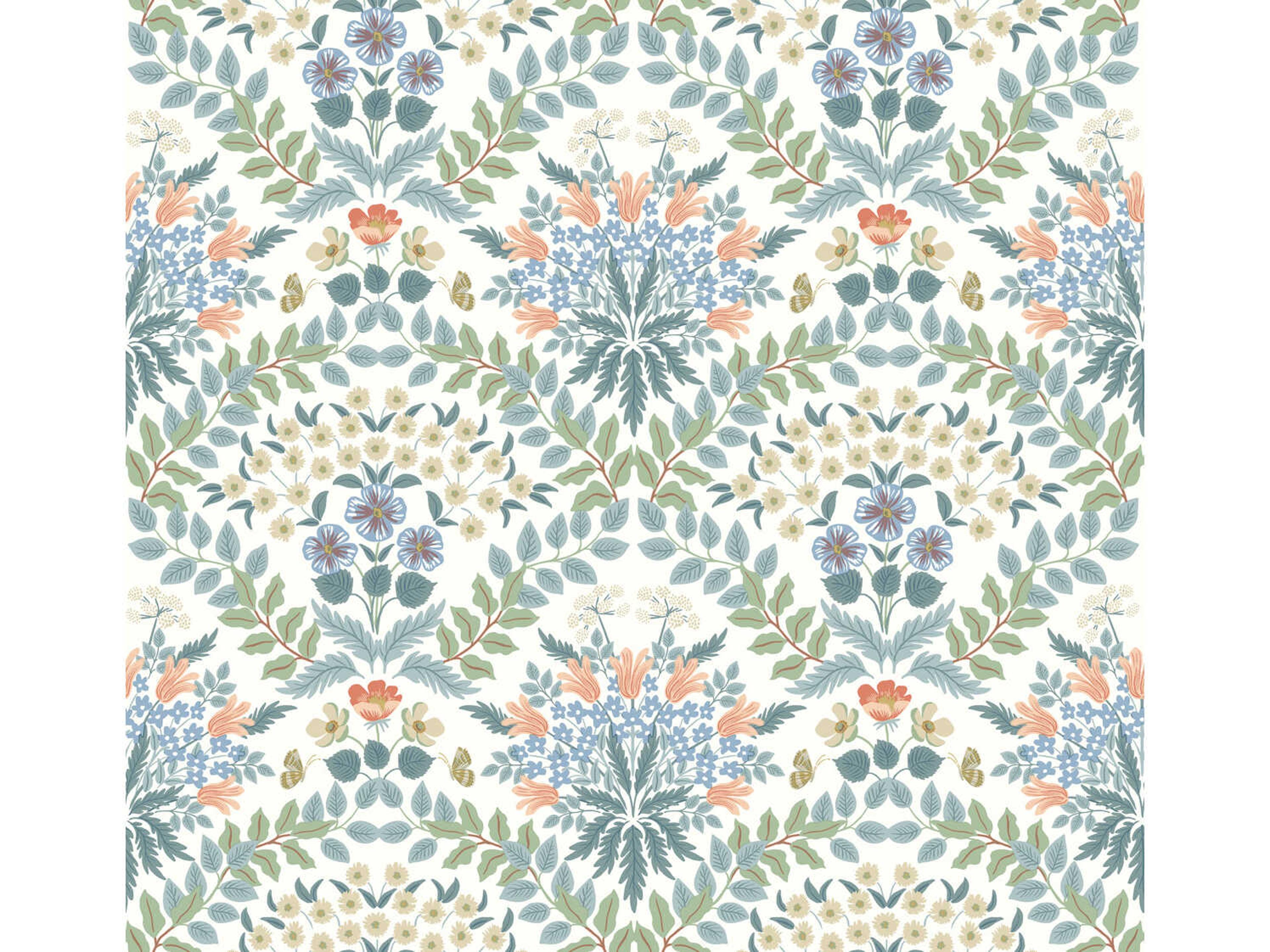 York Wallcoverings Rifle Paper Co. Second Edition White Green Bramble Wallpaper