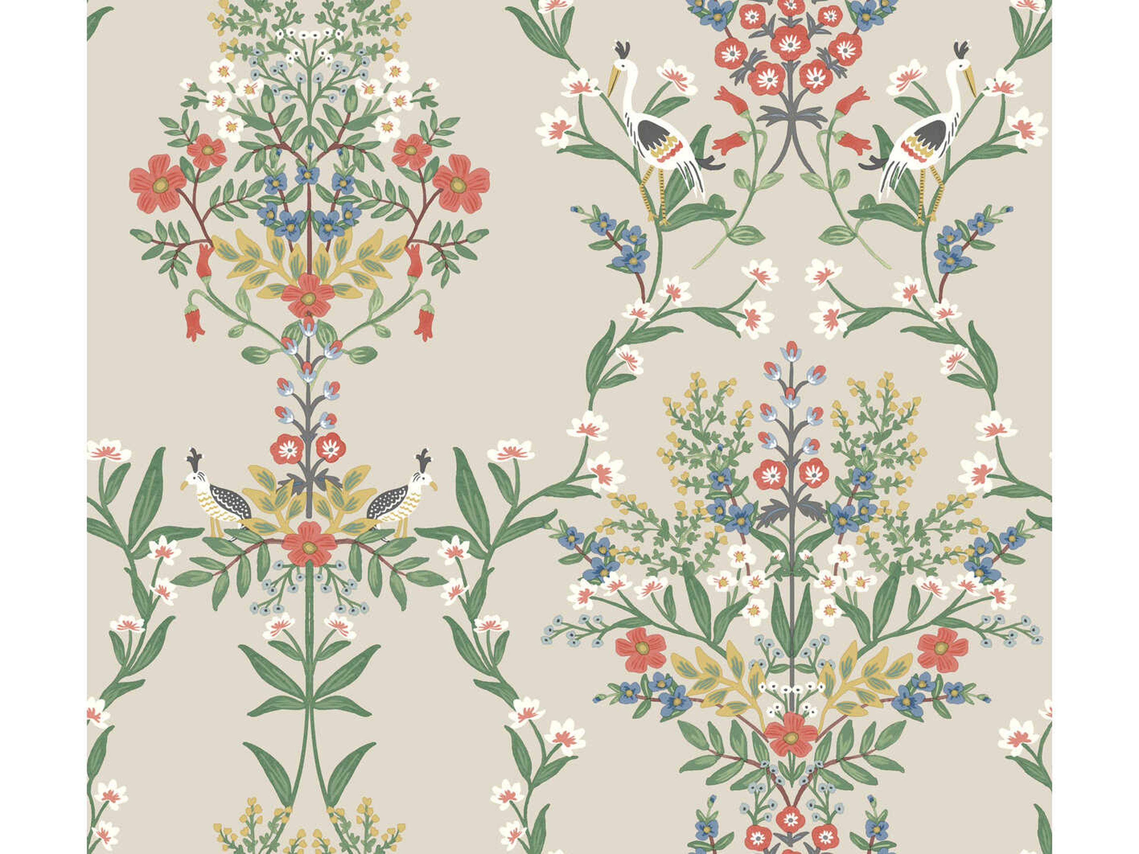 York Wallcoverings Rifle Paper Co. Second Edition Beige Red Luxembourg Wallpaper