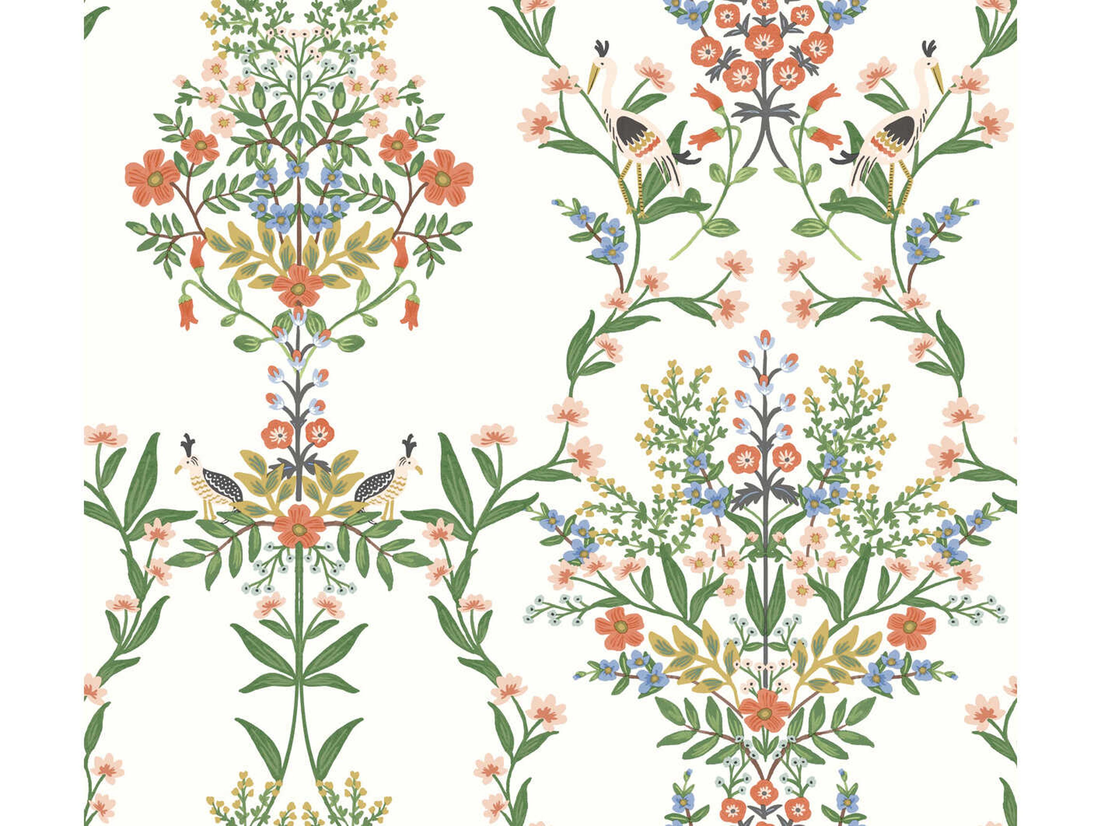 York Wallcoverings Rifle Paper Co. Second Edition White Green Luxembourg Wallpaper