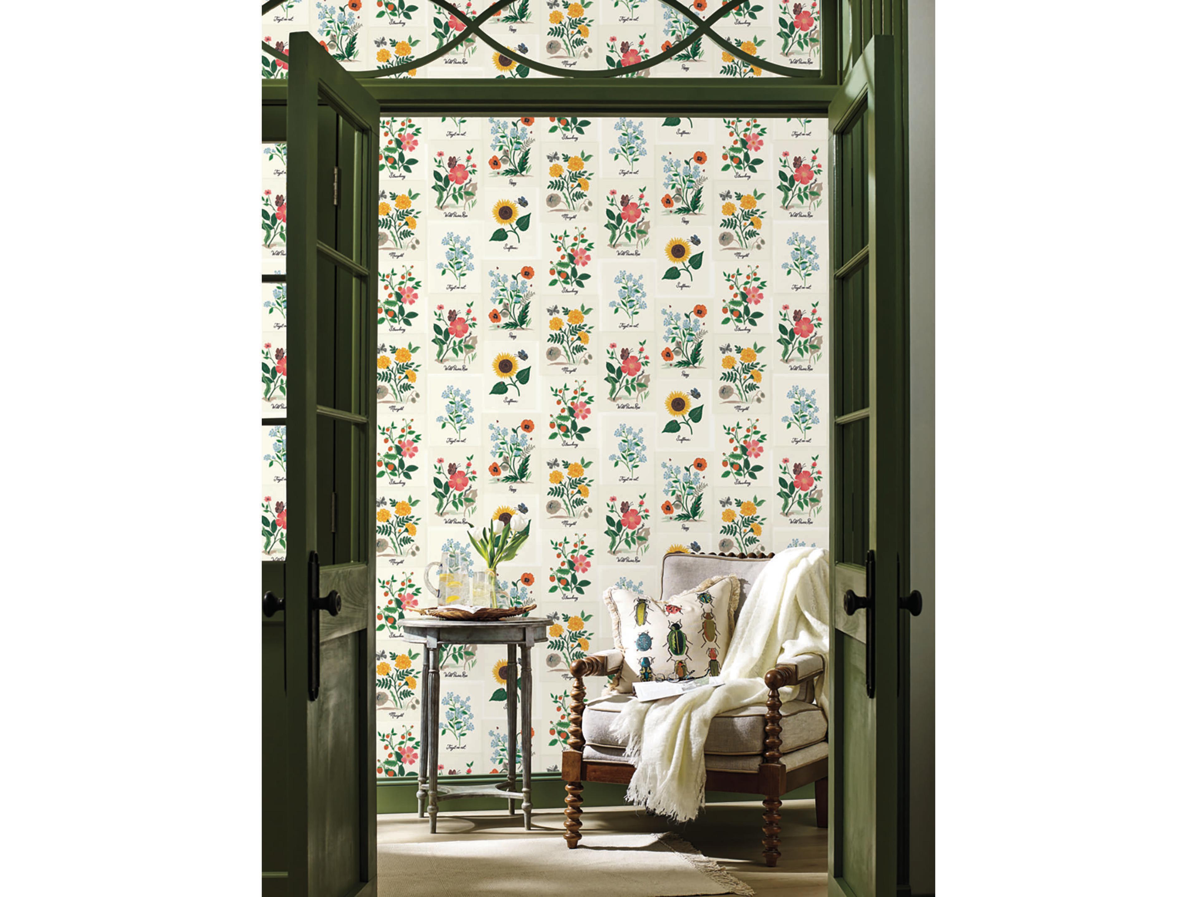 Rifle Paper Co. Second Edition White Pink Botanical Prints Wallpaper