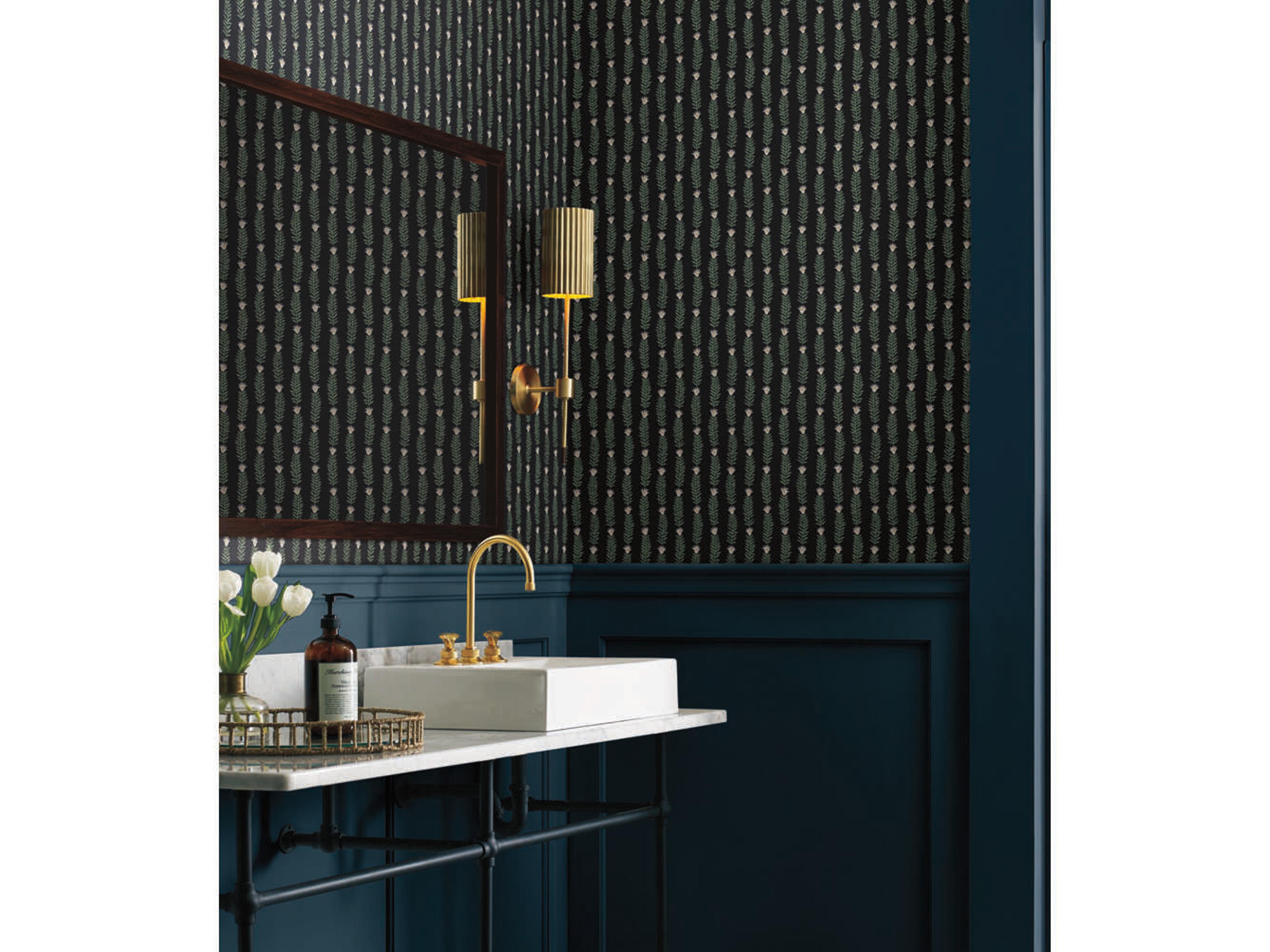 Rifle Paper Co Second Edition Eden Botanical Unpasted Wallpaper Black Green