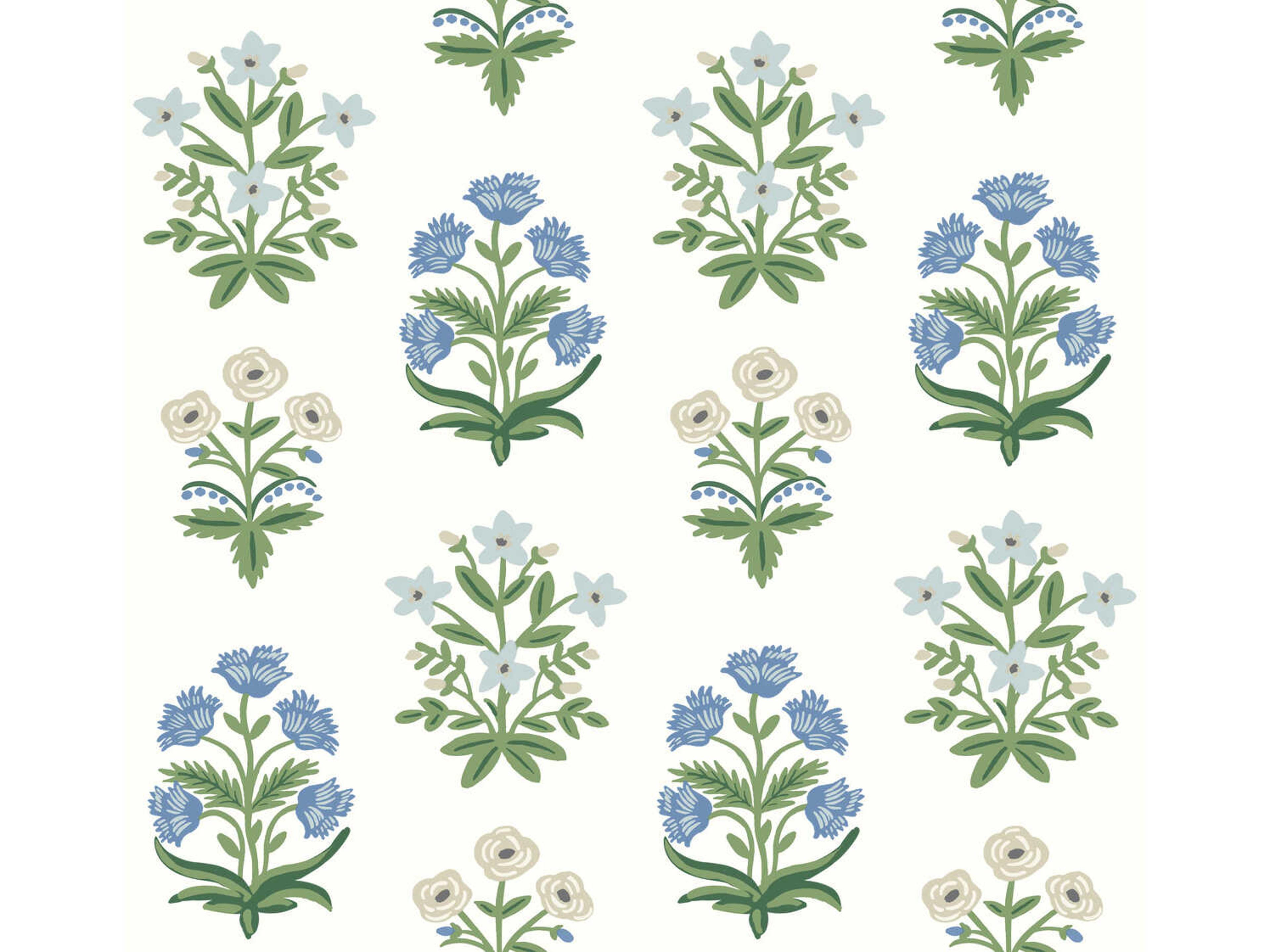 York Wallcoverings Rifle Paper Co. Second Edition White Purple Mughal Rose Wallpaper