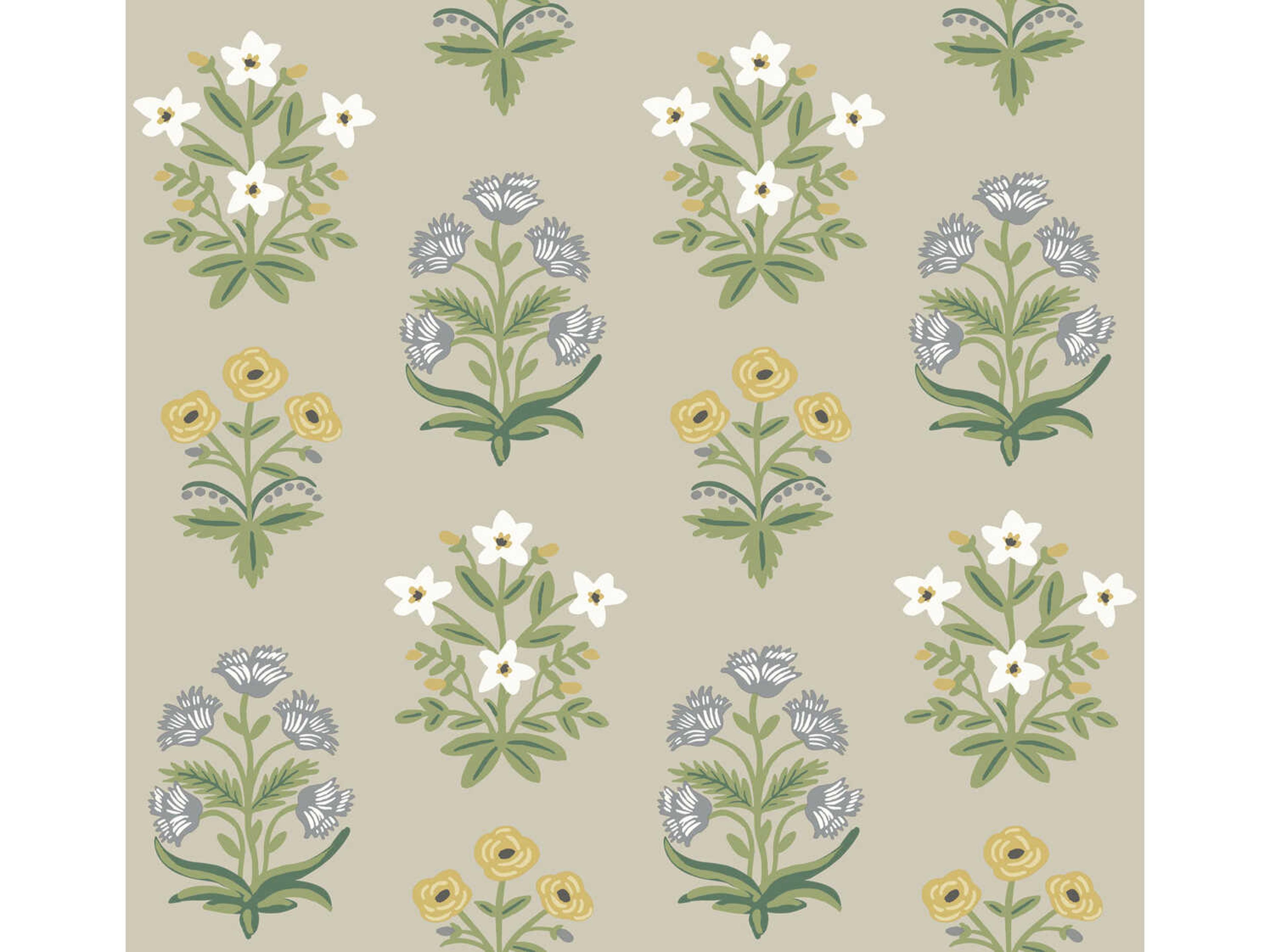 York Wallcoverings Rifle Paper Co. Second Edition Beige Purple Mughal Rose Wallpaper