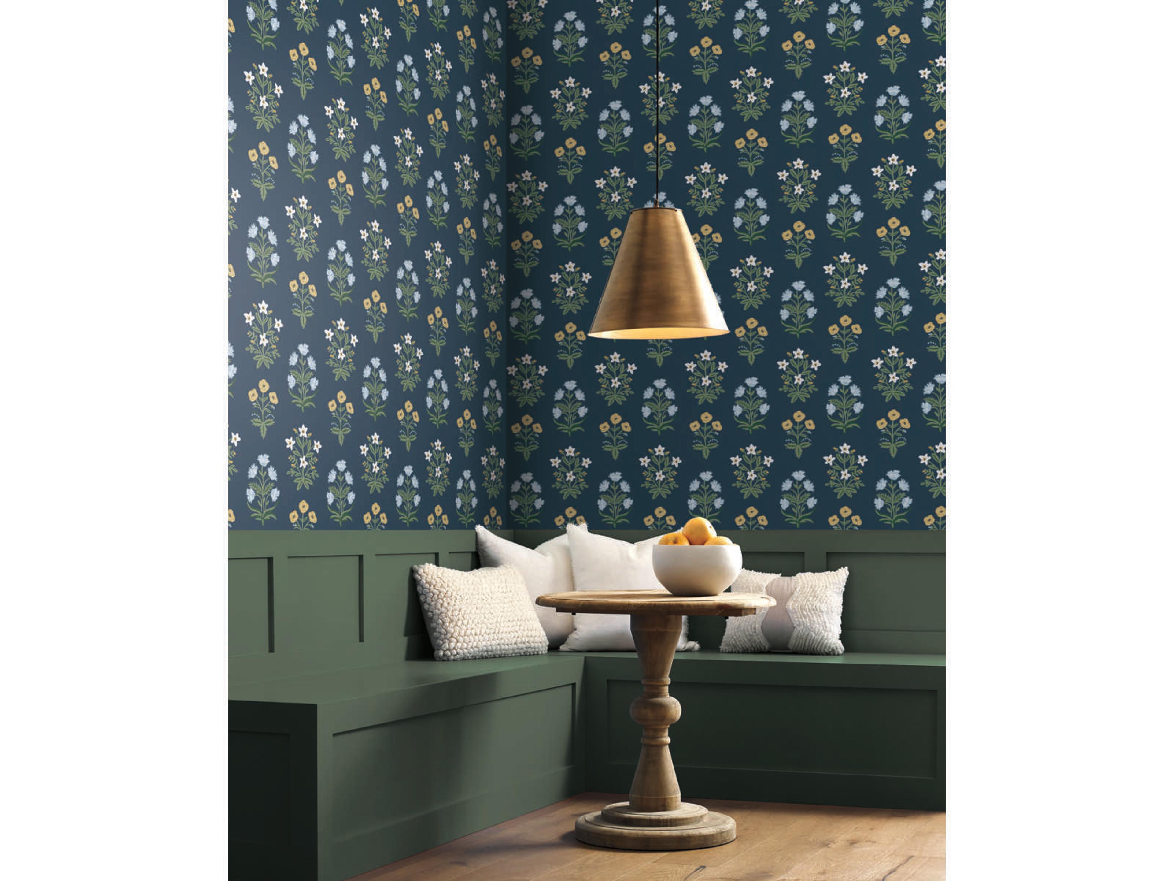 Rifle Paper Co. Second Edition Blue Purple Mughal Rose Wallpaper