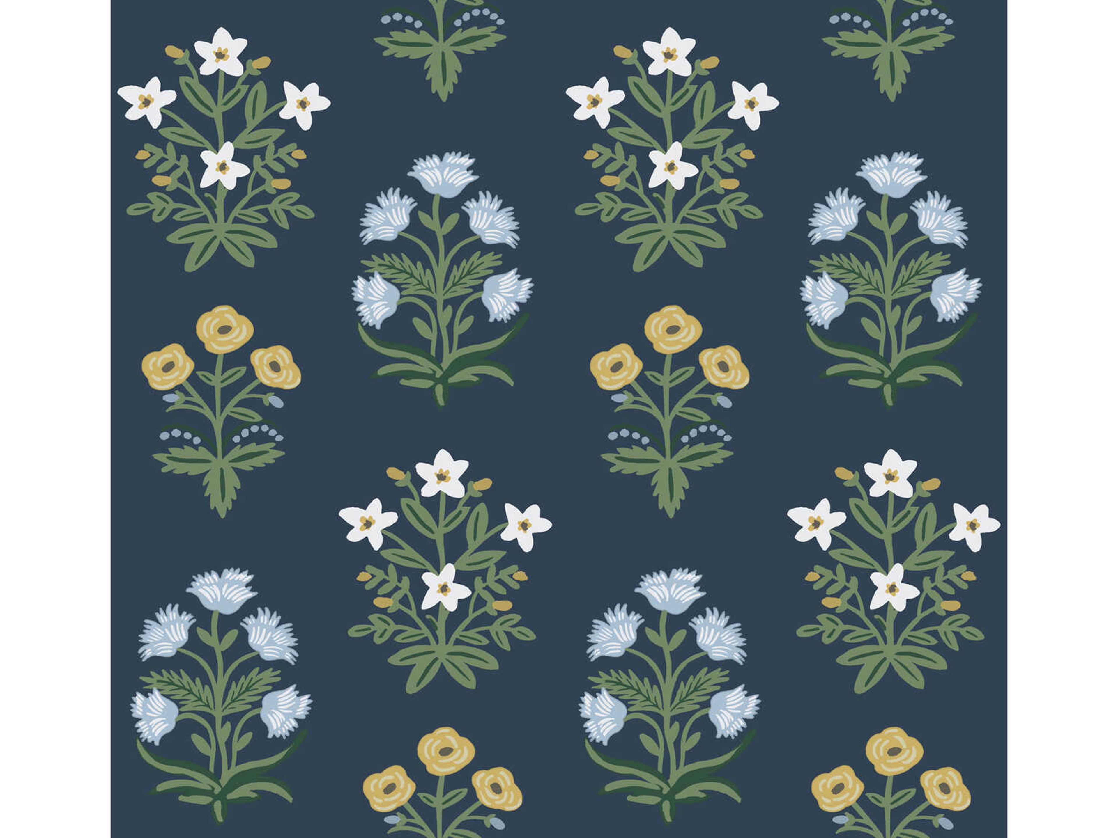 York Wallcoverings Rifle Paper Co. Second Edition Blue Purple Mughal Rose Wallpaper