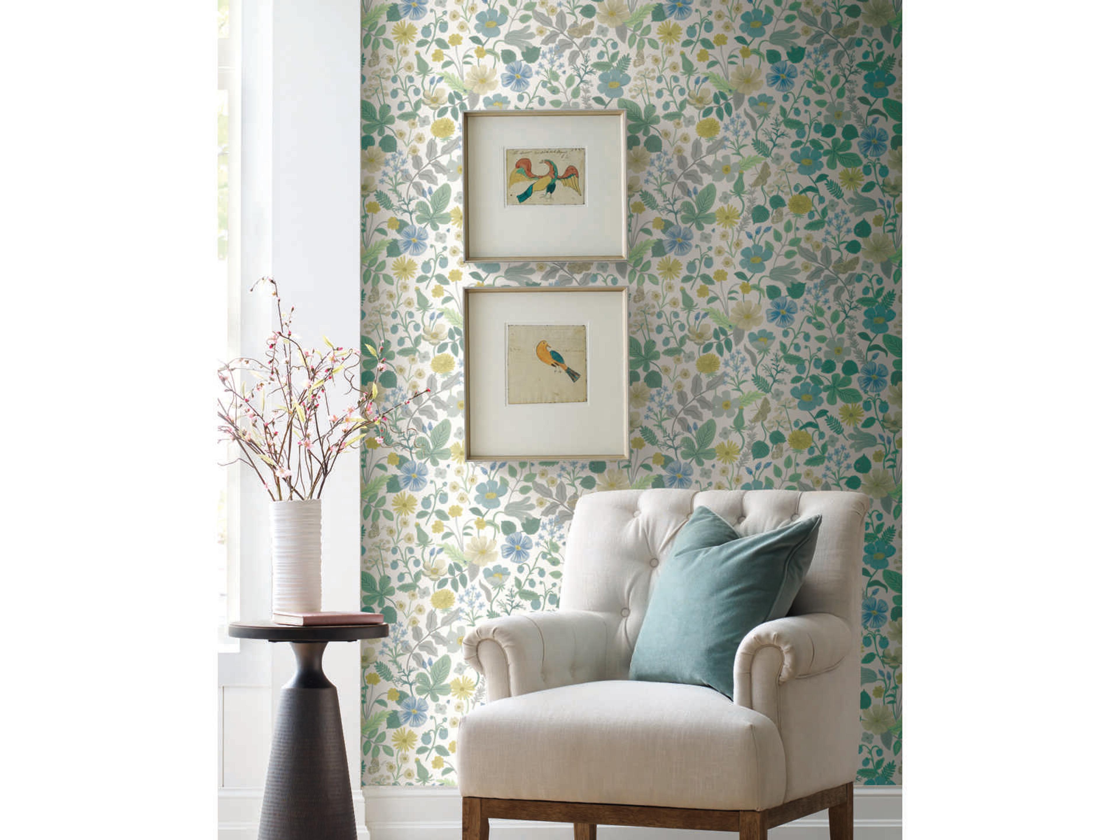 Rifle Paper Co. Second Edition White Green Strawberry Fields Wallpaper