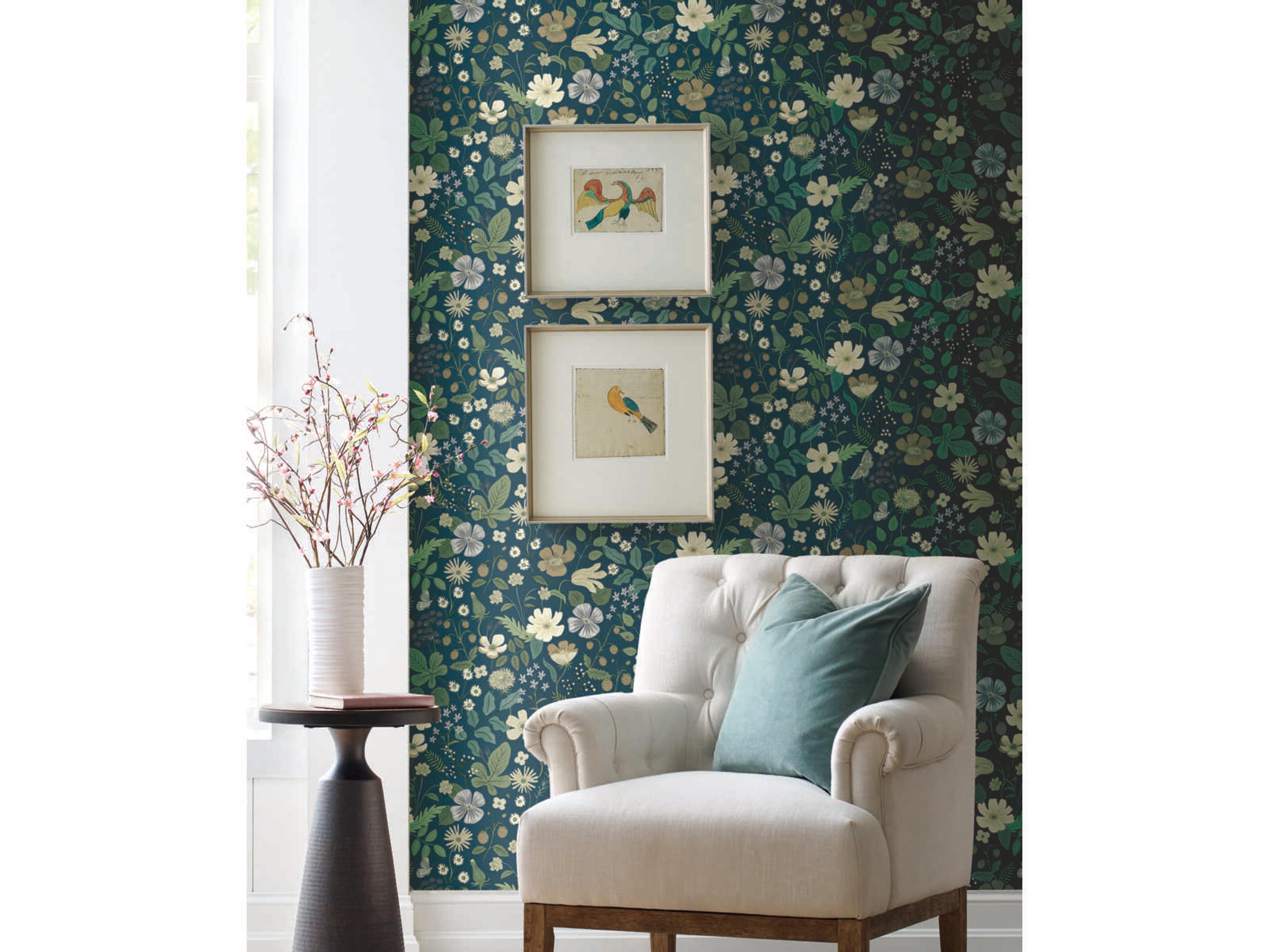 Rifle Paper Co. Second Edition Blue Green Strawberry Fields Wallpaper