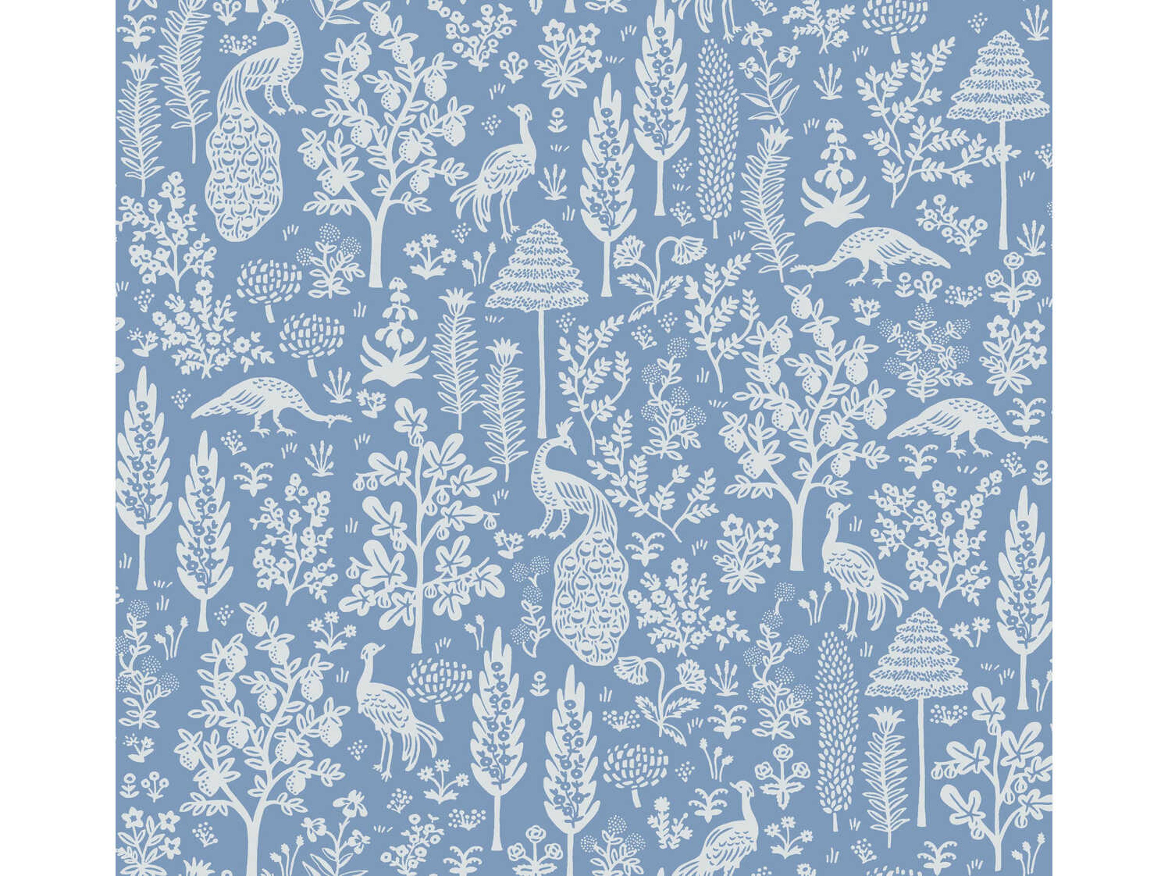 York Wallcoverings Rifle Paper Co. Second Edition Light Blue Menagerie Toile Wallpaper