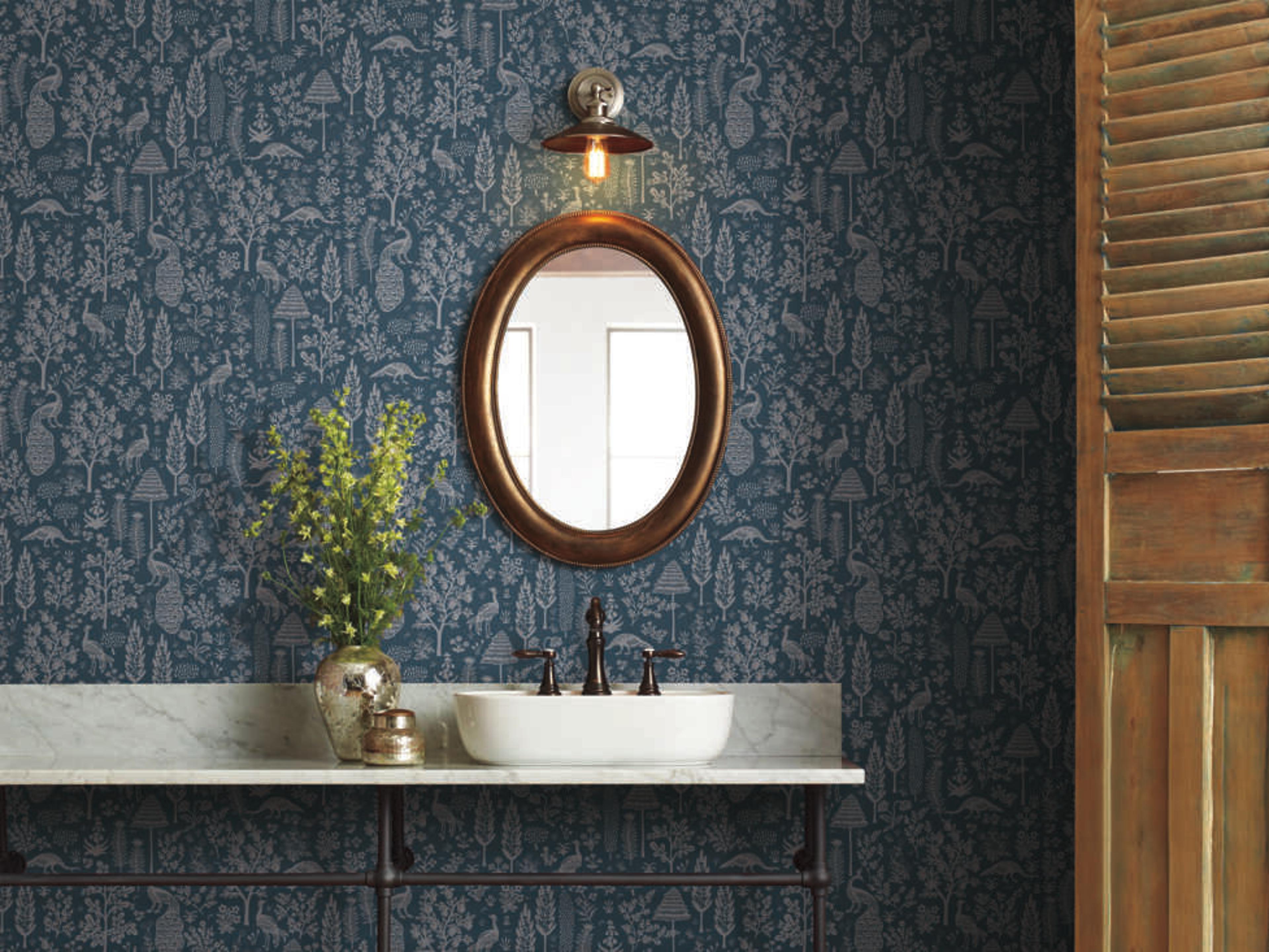 Rifle Paper Co. Second Edition Dark Blue Menagerie Toile Wallpaper