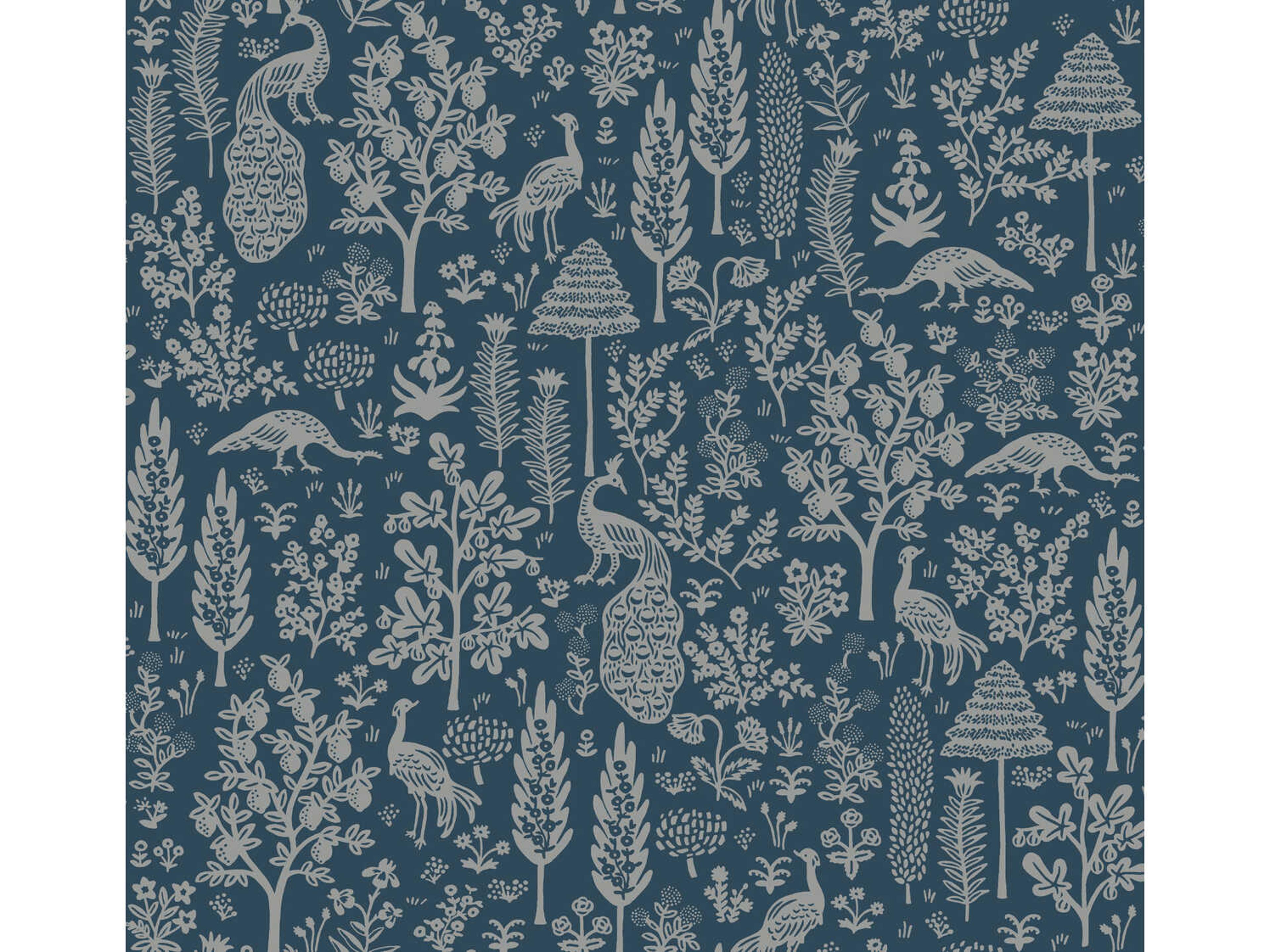 York Wallcoverings Rifle Paper Co. Second Edition Dark Blue Menagerie Toile Wallpaper