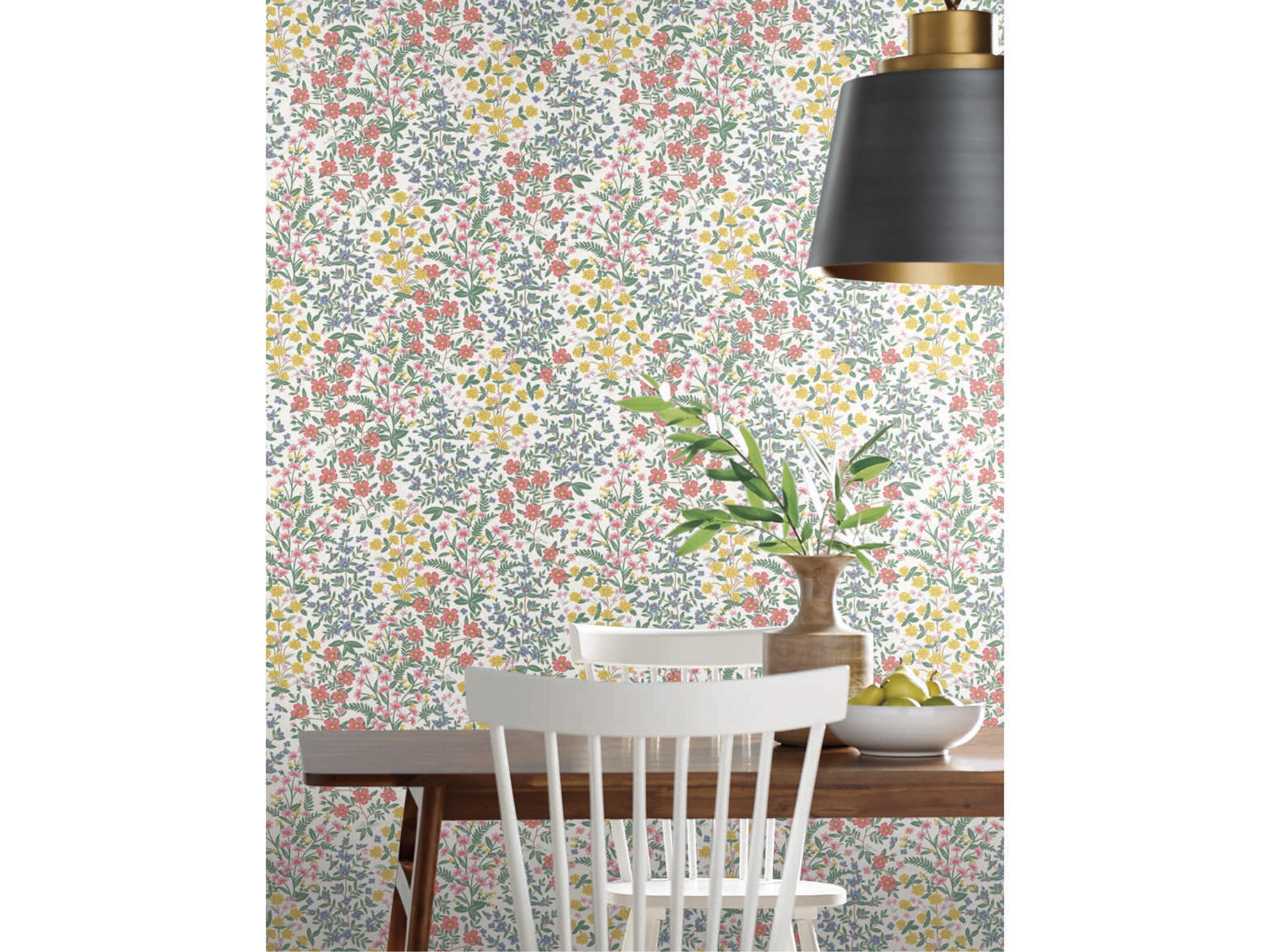 Rifle Paper Co. Second Edition White Pink Wildwood Garden Wallpaper