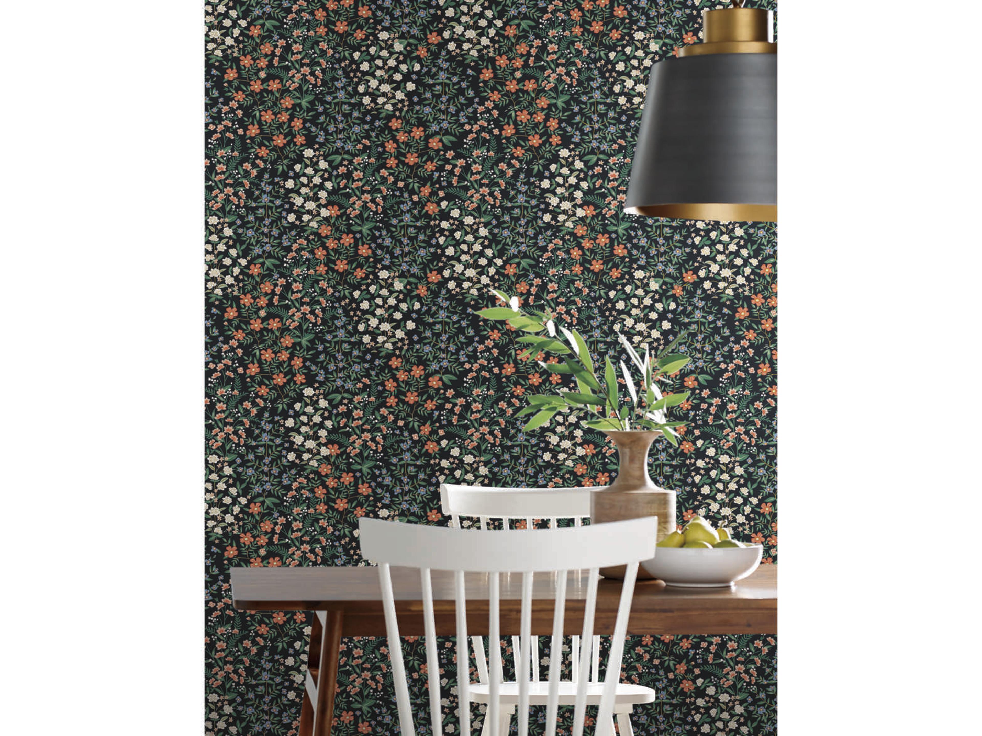Rifle Paper Co. Second Edition Black Red Wildwood Garden Wallpaper