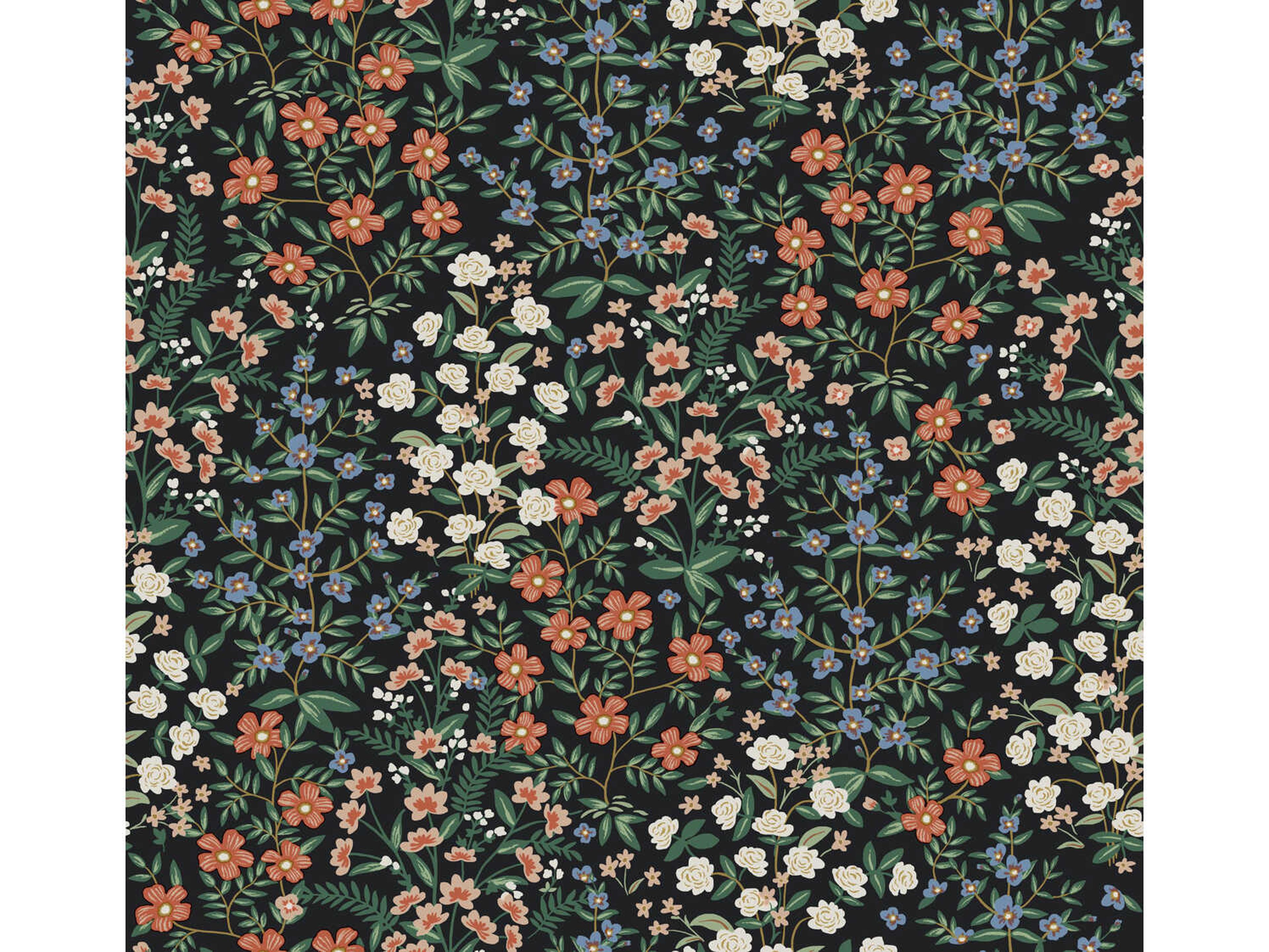 York Wallcoverings Rifle Paper Co. Second Edition Black Red Wildwood Garden Wallpaper