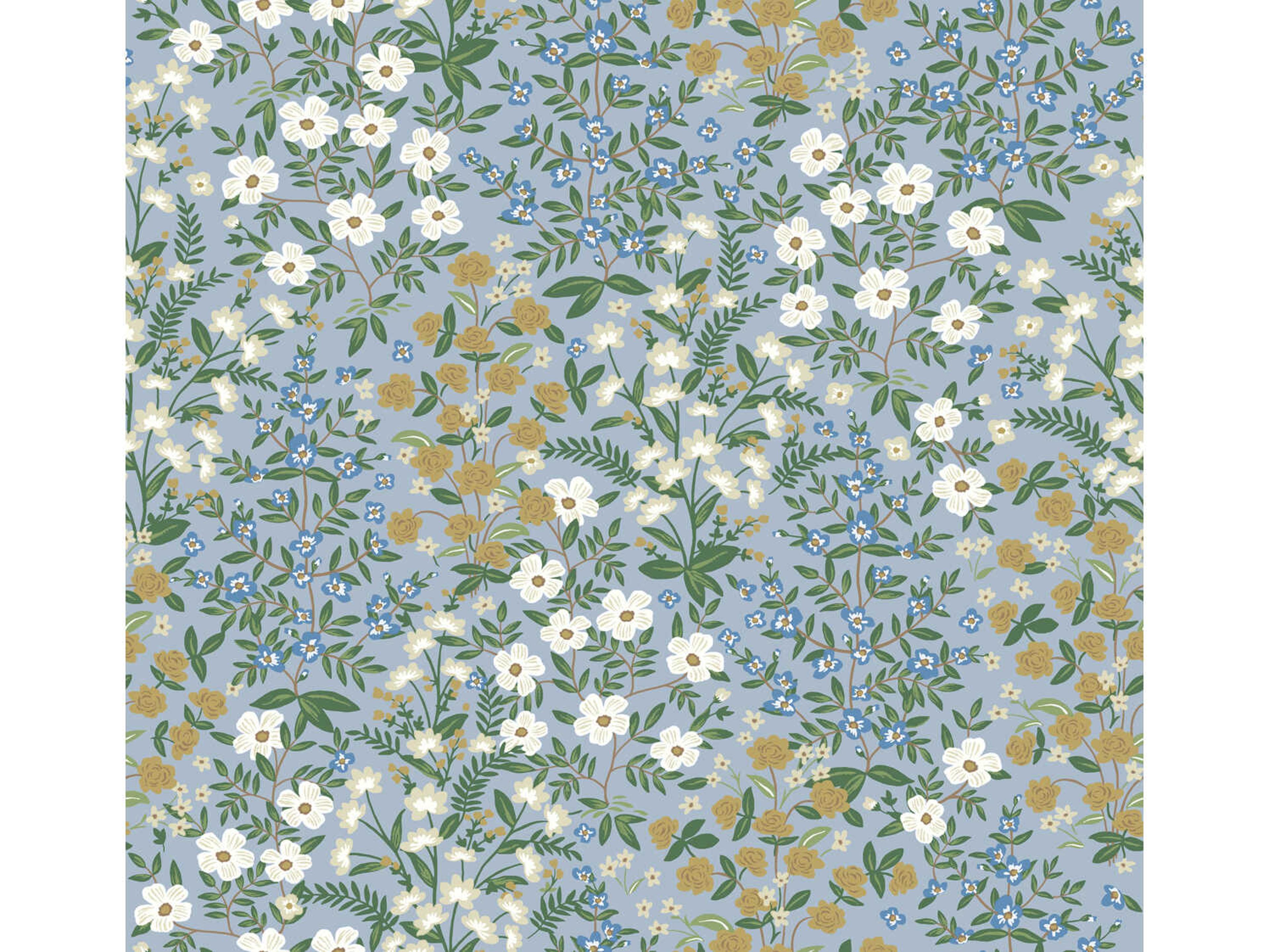 York Wallcoverings Rifle Paper Co. Second Edition Blue White Wildwood Garden Wallpaper