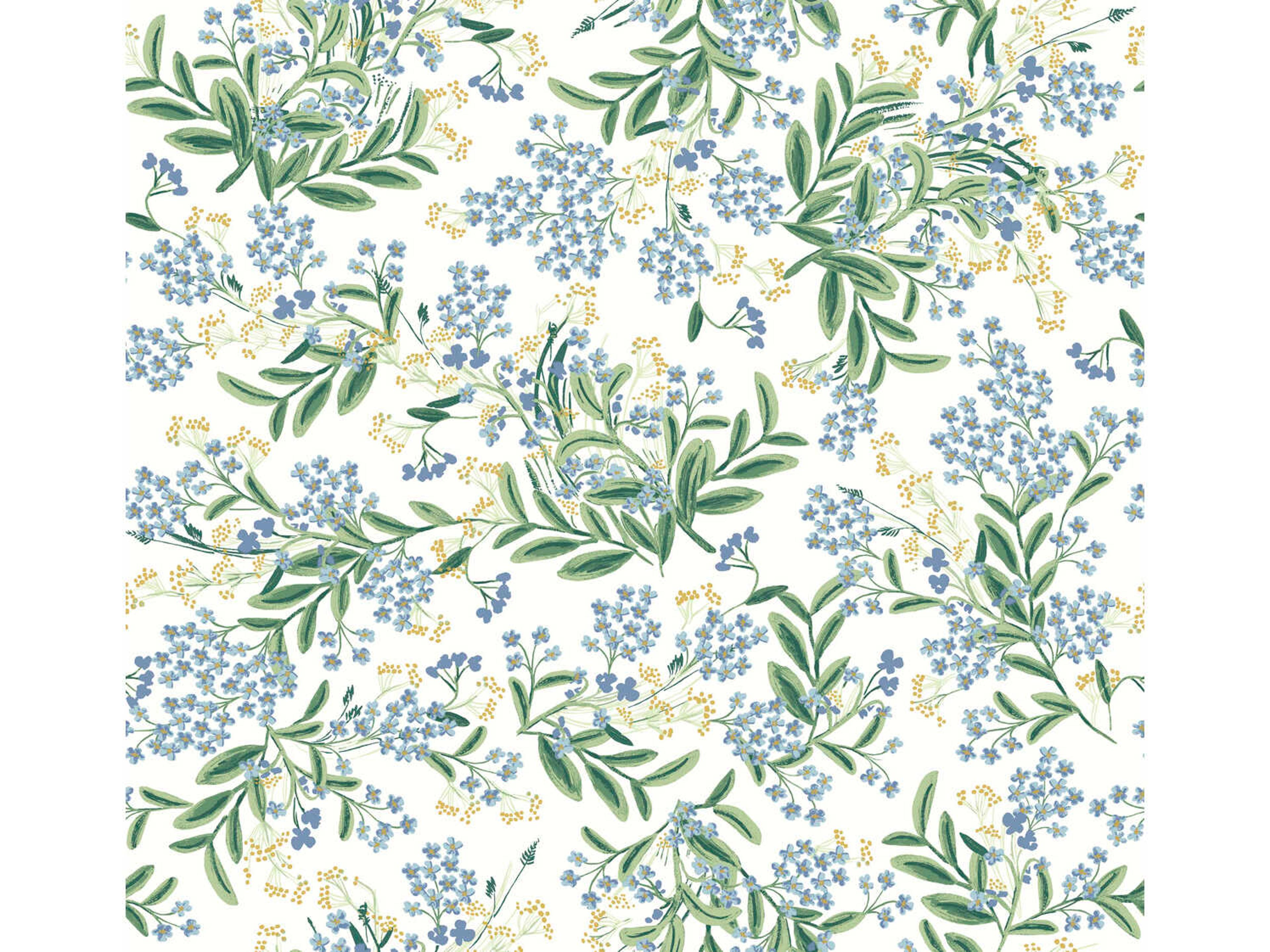York Wallcoverings Rifle Paper Co. Second Edition White Green Cornflower Wallpaper