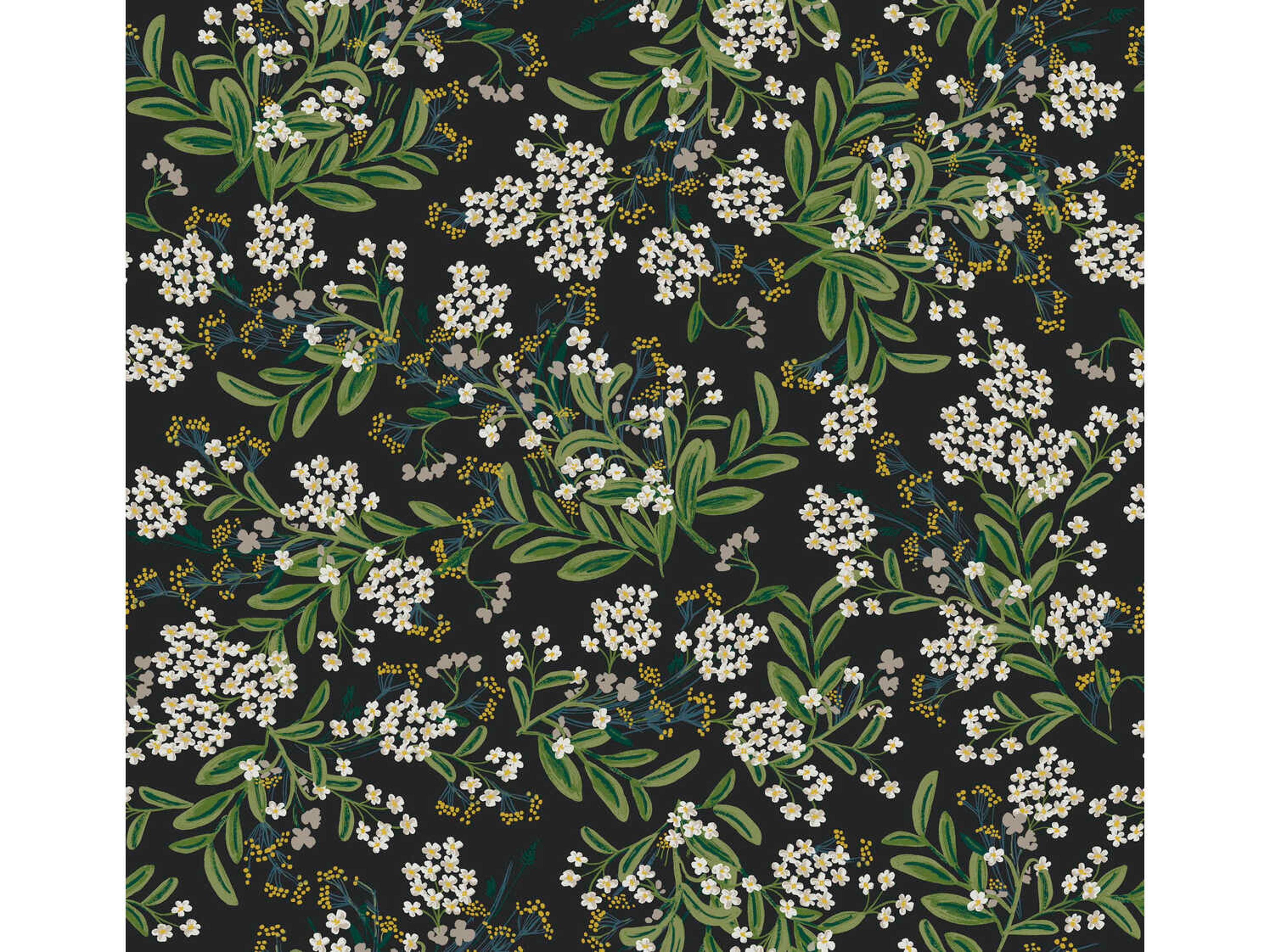 York Wallcoverings Rifle Paper Co. Second Edition Black Green Cornflower Wallpaper