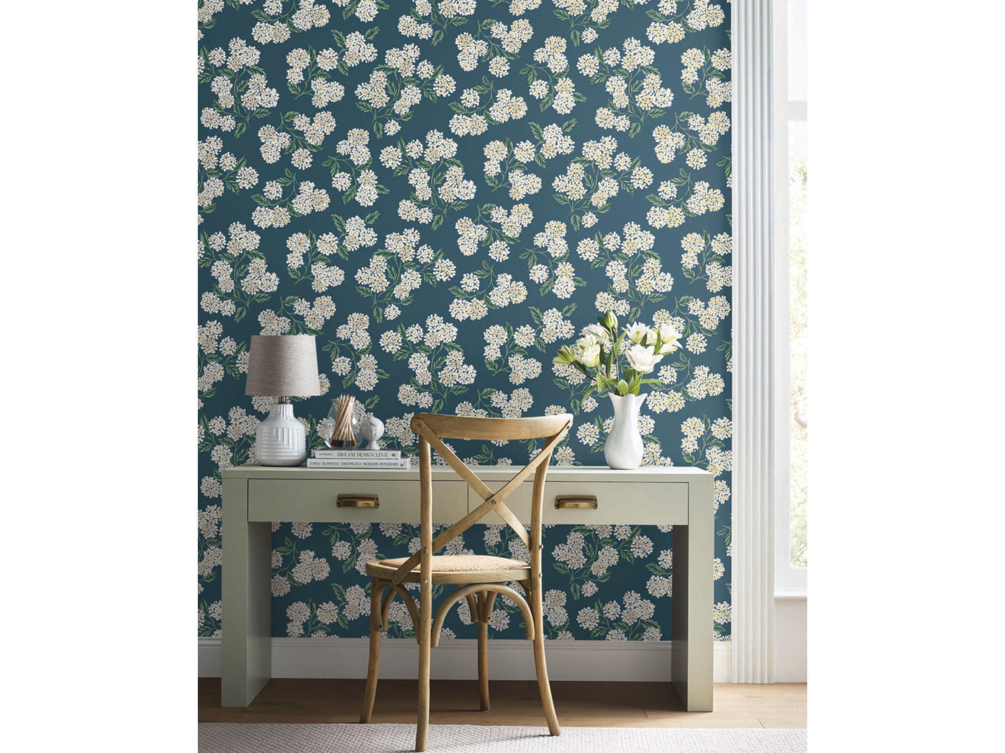 Rifle Paper Co. Second Edition Blue Hydrangea Wallpaper