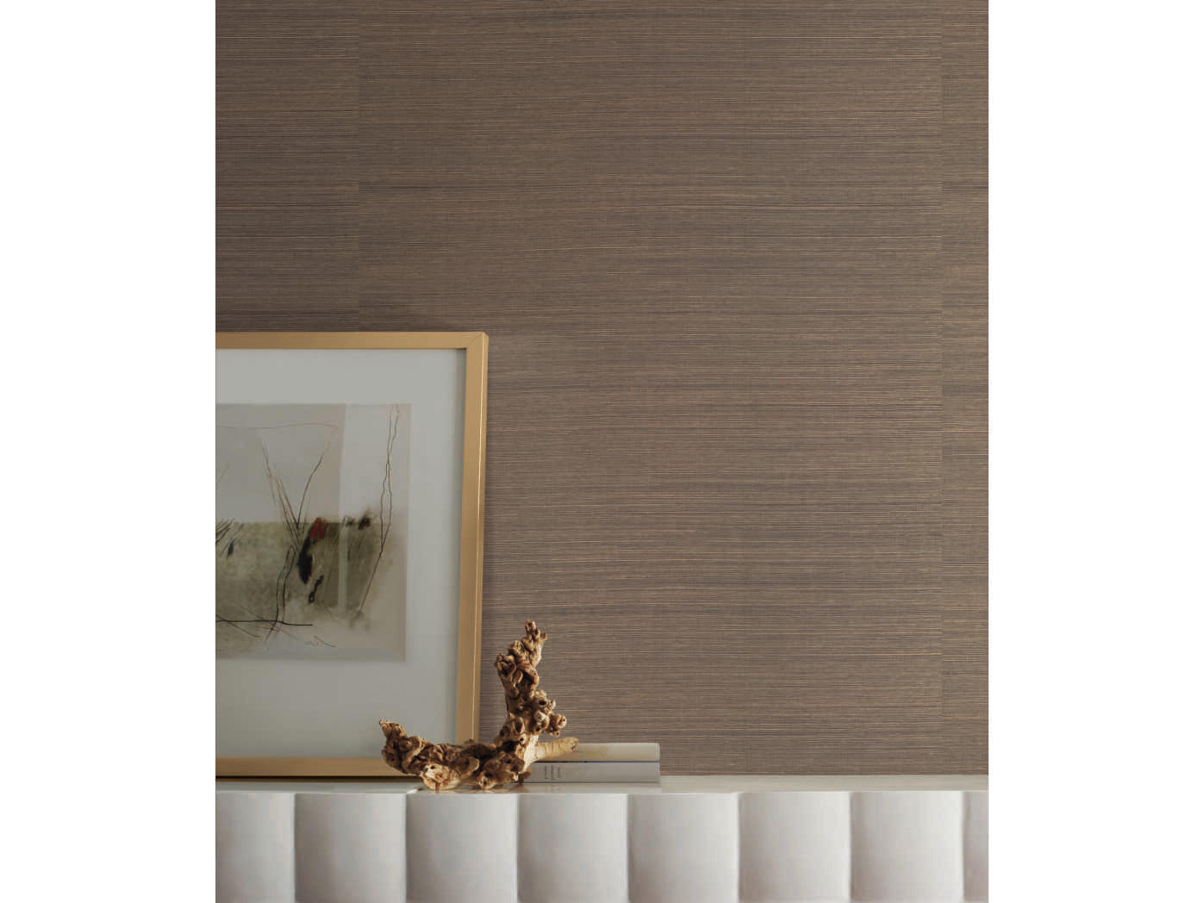 York Wallcoverings Grasscloth Resource Library Golden / Charcoal Multi Grass Wallpaper
