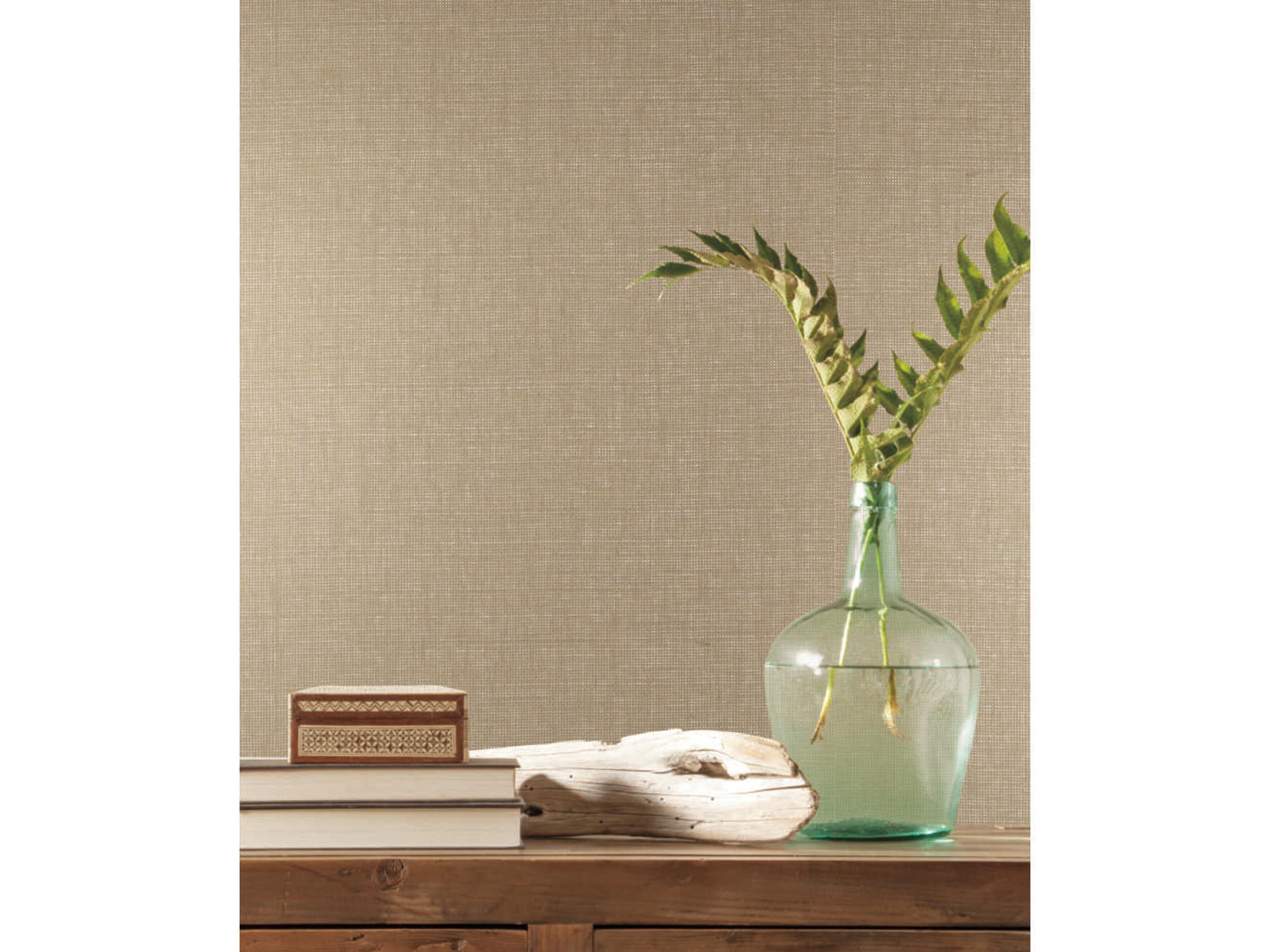 York Wallcoverings Grasscloth Resource Library Beige / Silver Woven Crosshatch Wallpaper