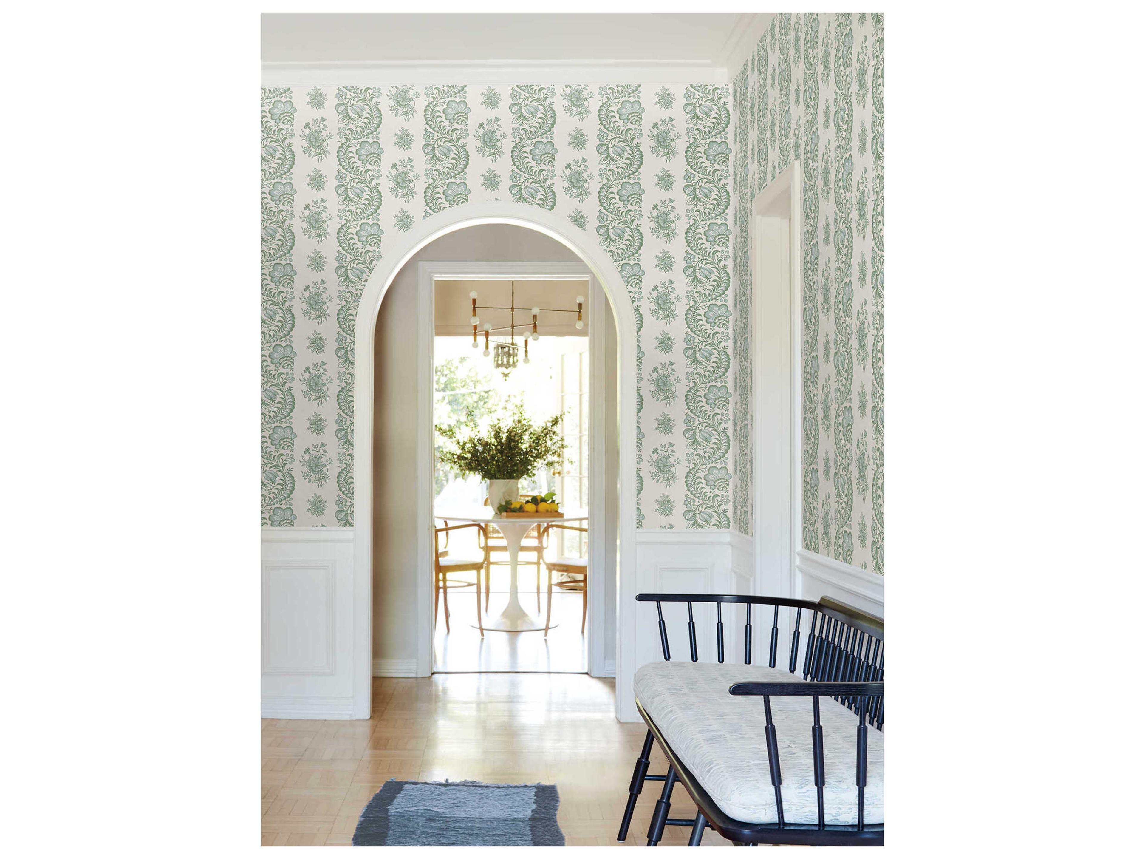 York Wallcoverings Antonina Vella Green Floral Wallpaper