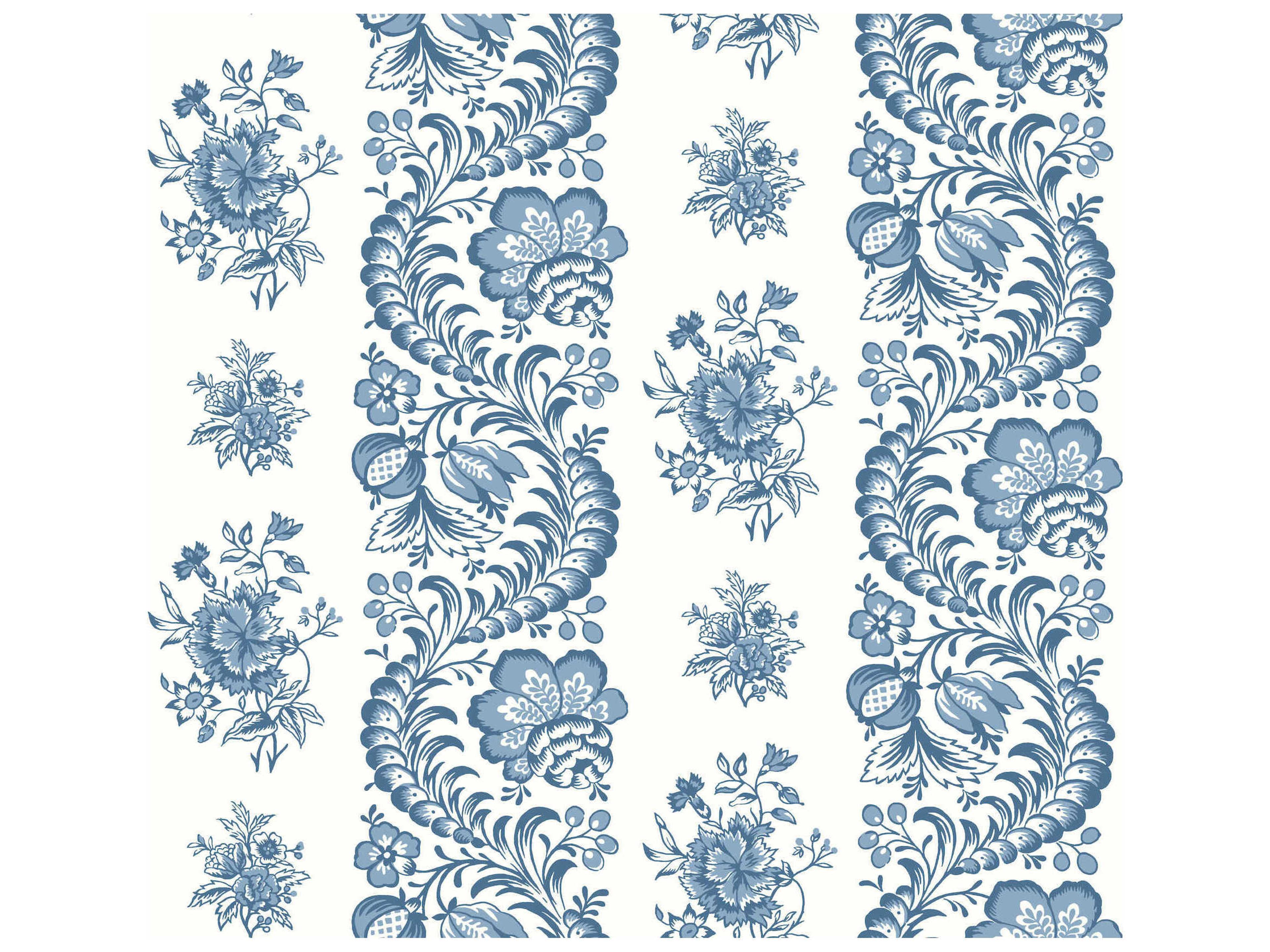 Antonina Vella Blue Floral Wallpaper