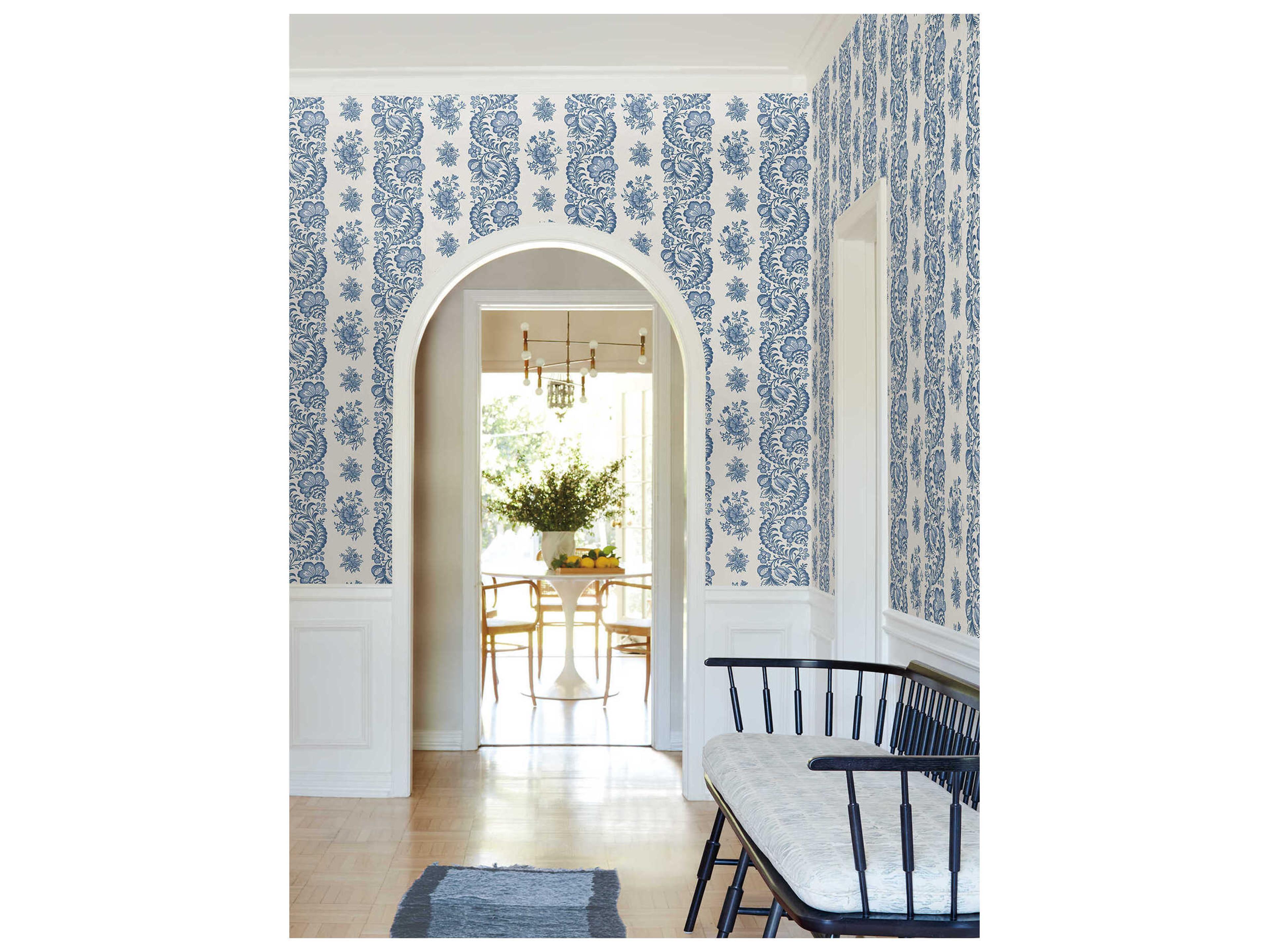 York Wallcoverings Antonina Vella Blue Floral Wallpaper